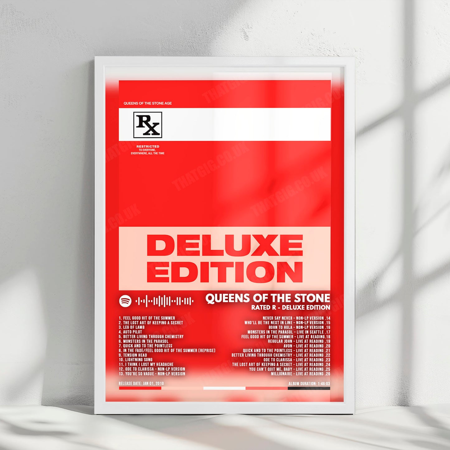 Queens of the Stone Age "Rated R" Album Cover Poster - with Complete Tracklist