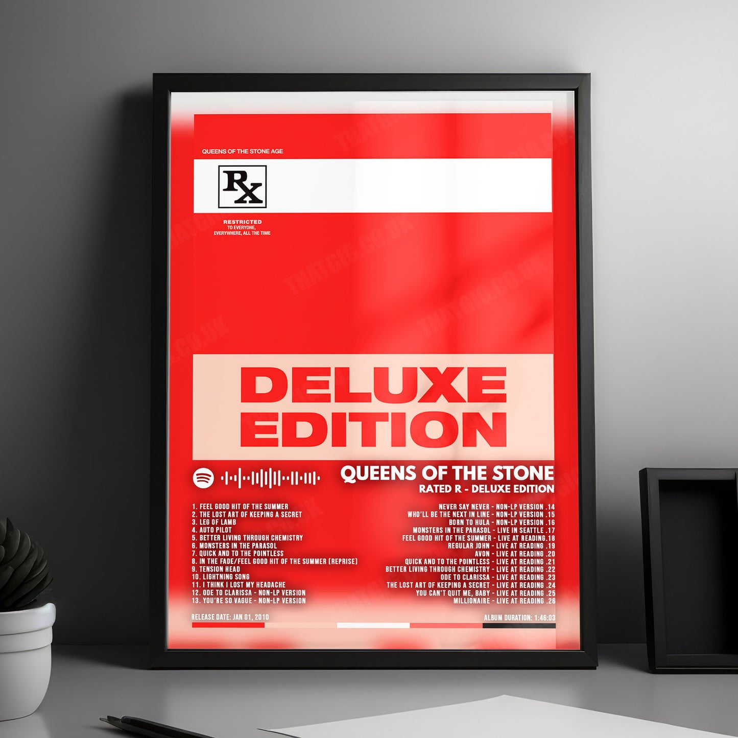 Queens of the Stone Age "Rated R" Album Cover Poster - with Complete Tracklist