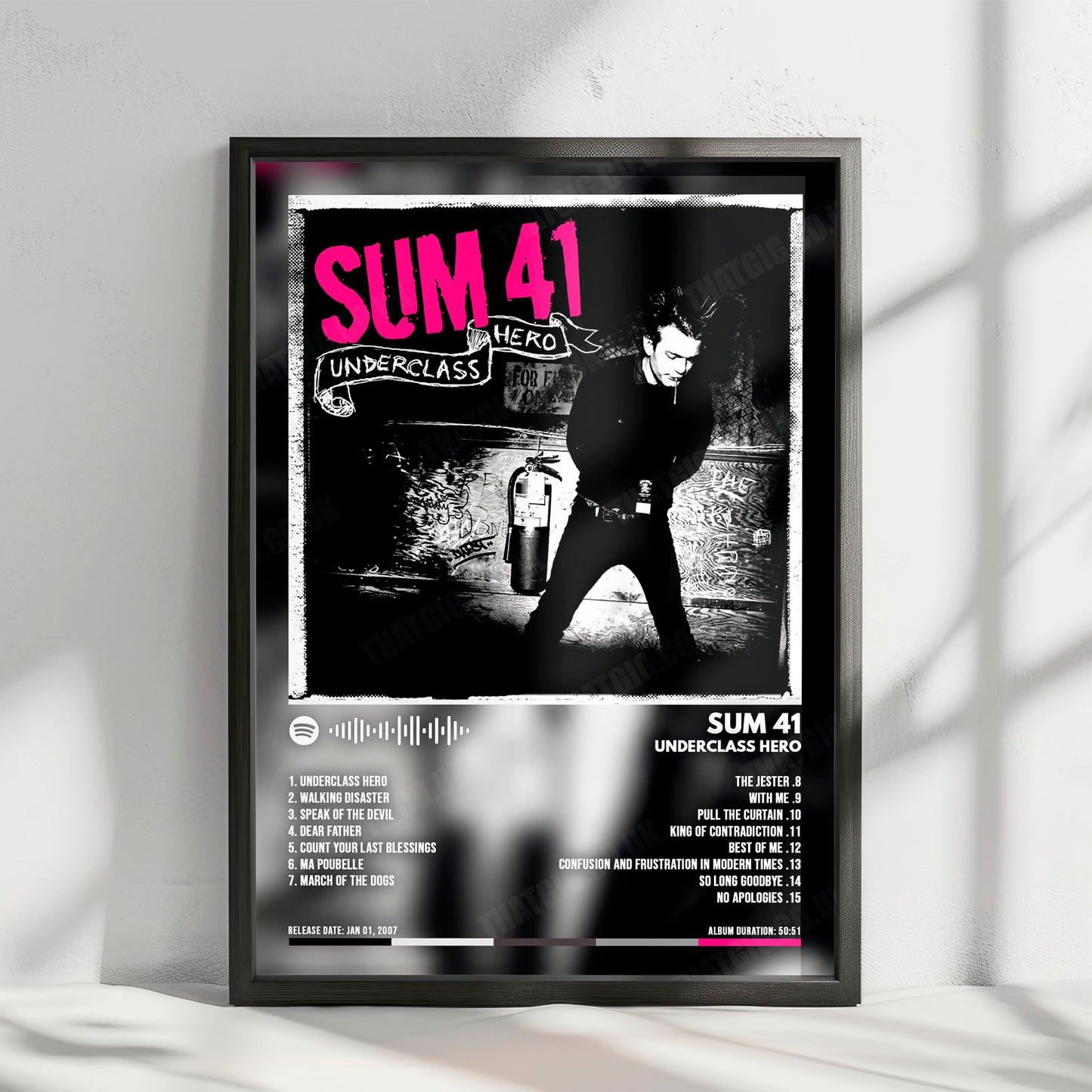 Sum 41 "Underclass Hero " Album Cover Poster - with Complete Tracklist
