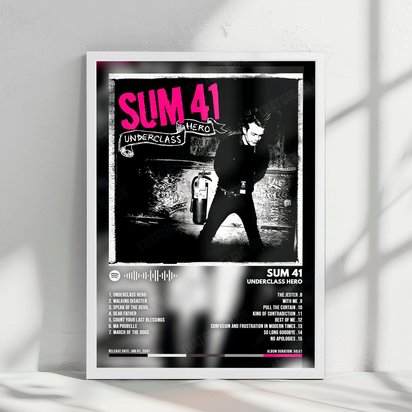 Sum 41 "Underclass Hero " Album Cover Poster - with Complete Tracklist