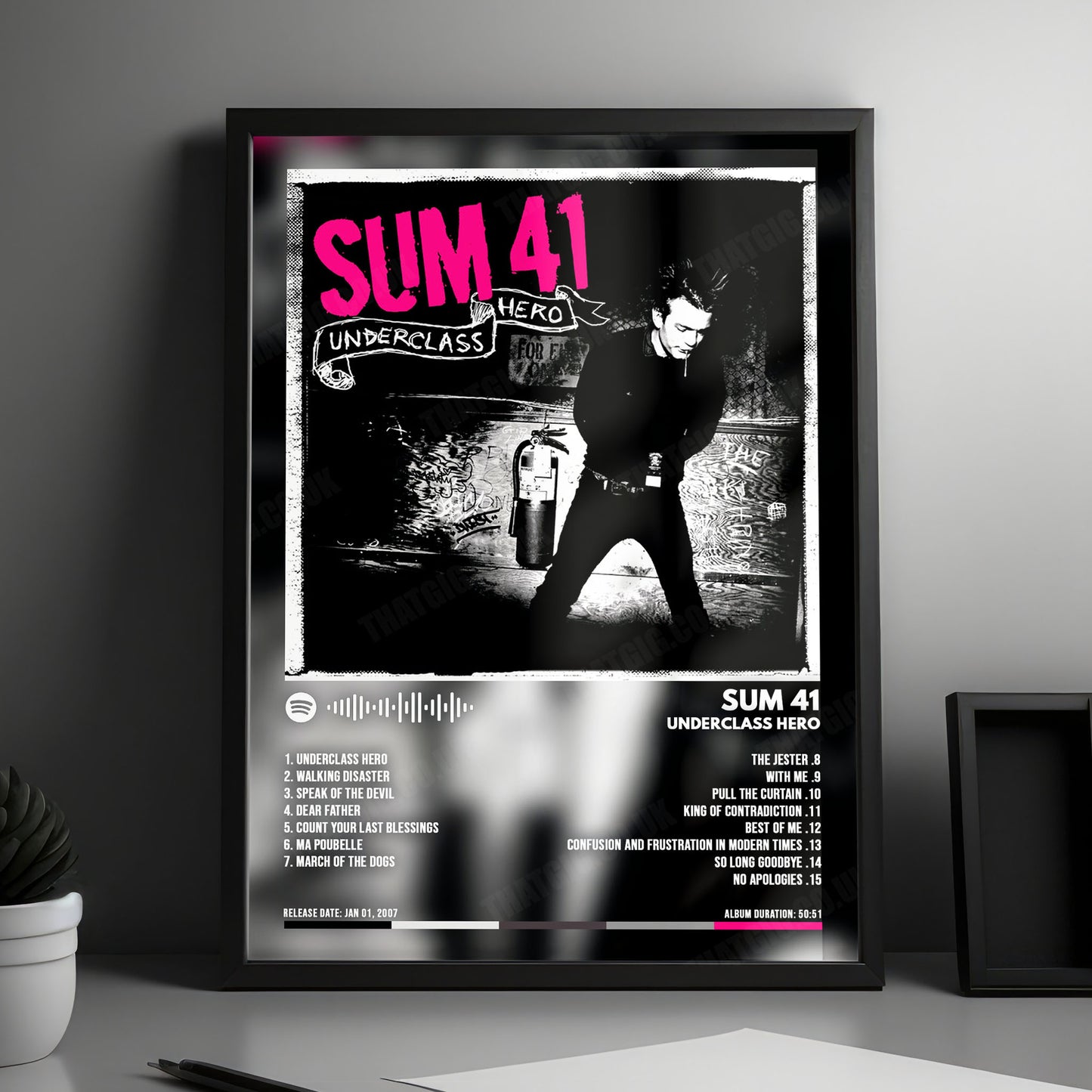 Sum 41 "Underclass Hero " Album Cover Poster - with Complete Tracklist