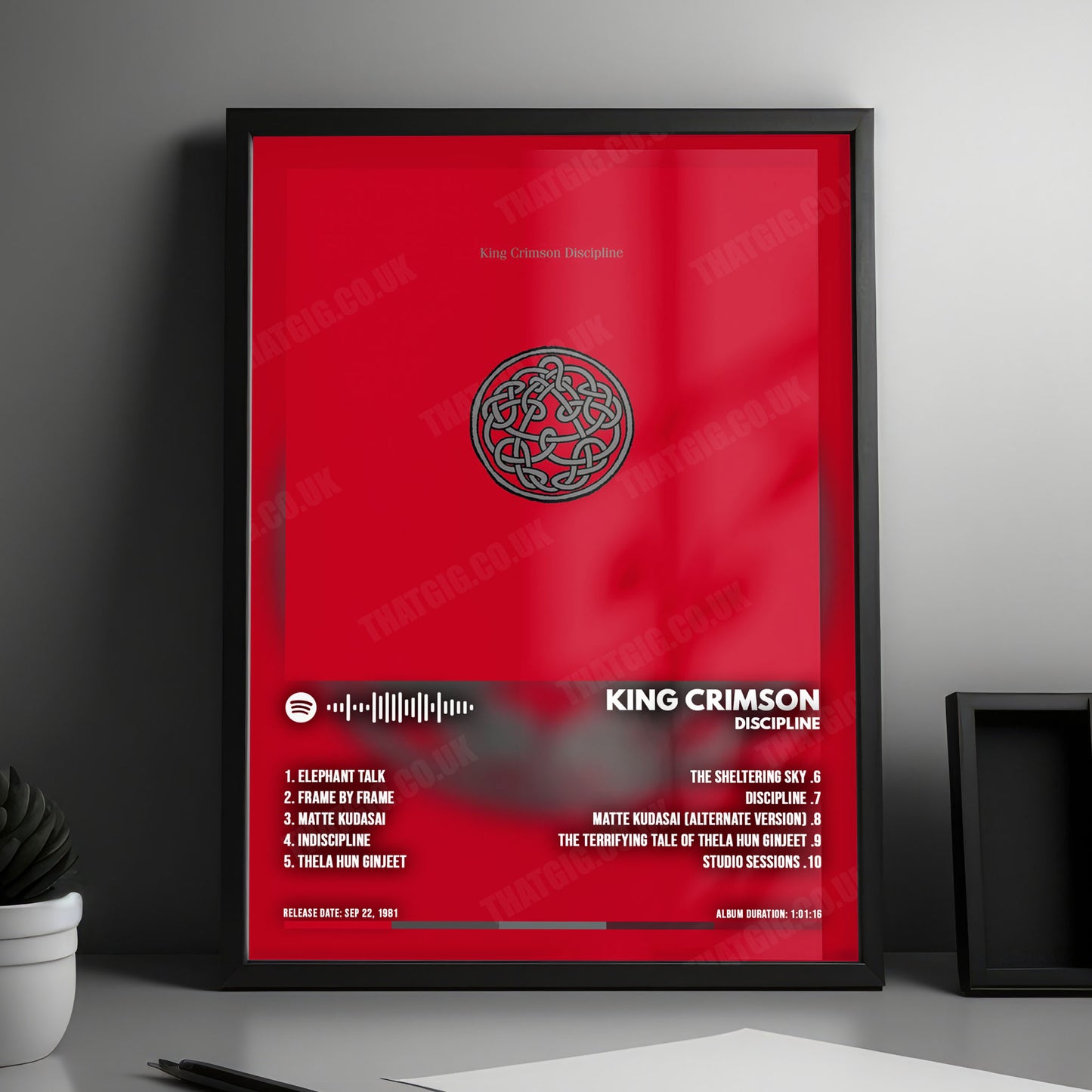 King Crimson "Discipline" Album Cover Poster - with Complete Tracklist