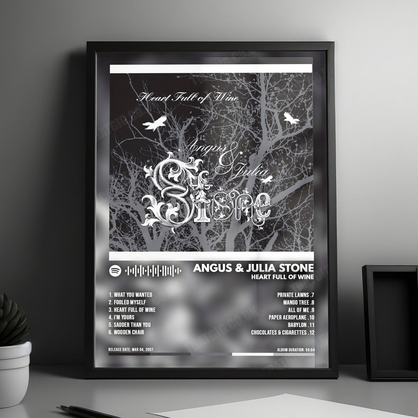 Angus & Julia Stone "Heart Full of Wine" Album Cover Poster - with Complete Tracklist