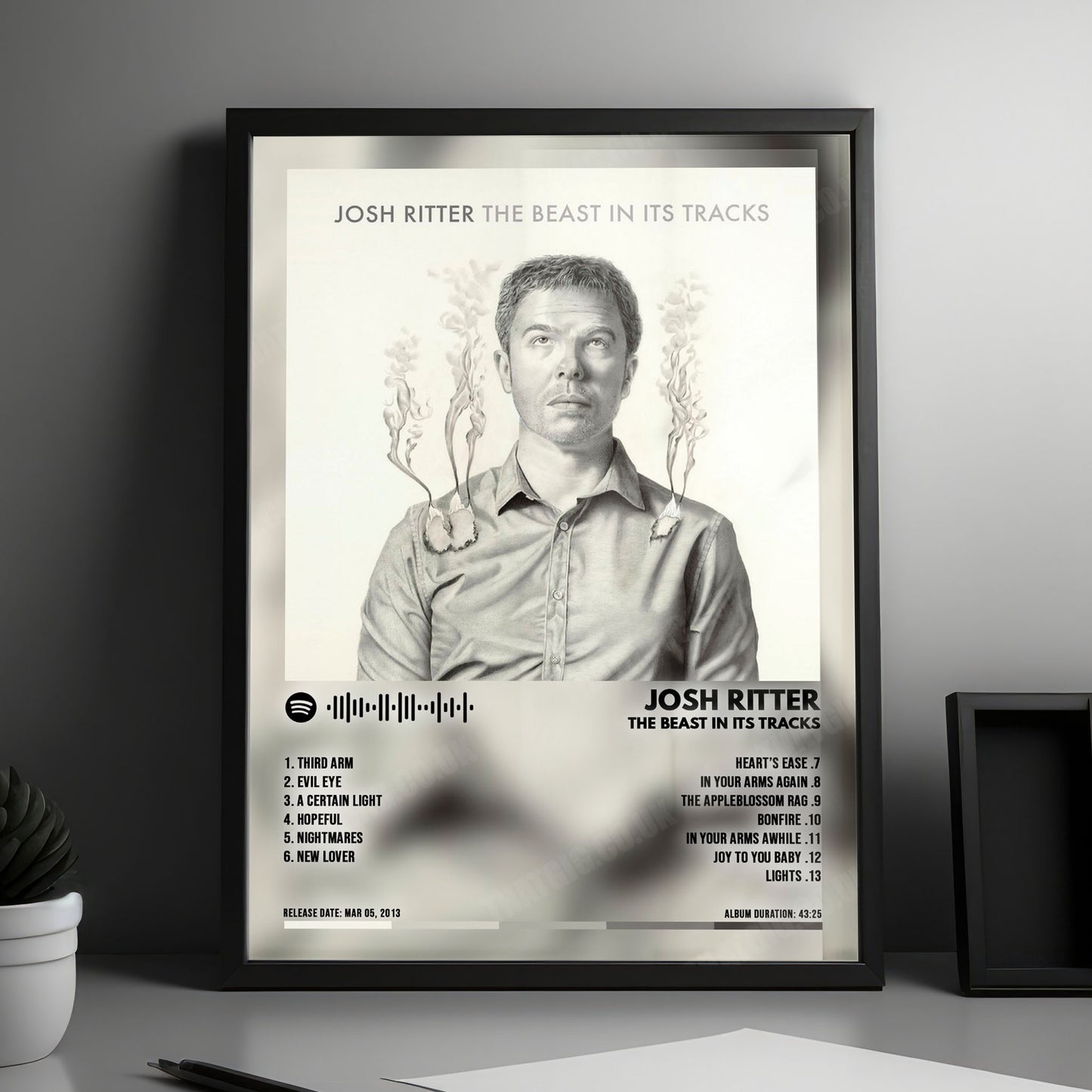 Josh Ritter "The Beast in Its Tracks" Album Cover Poster - with Complete Tracklist