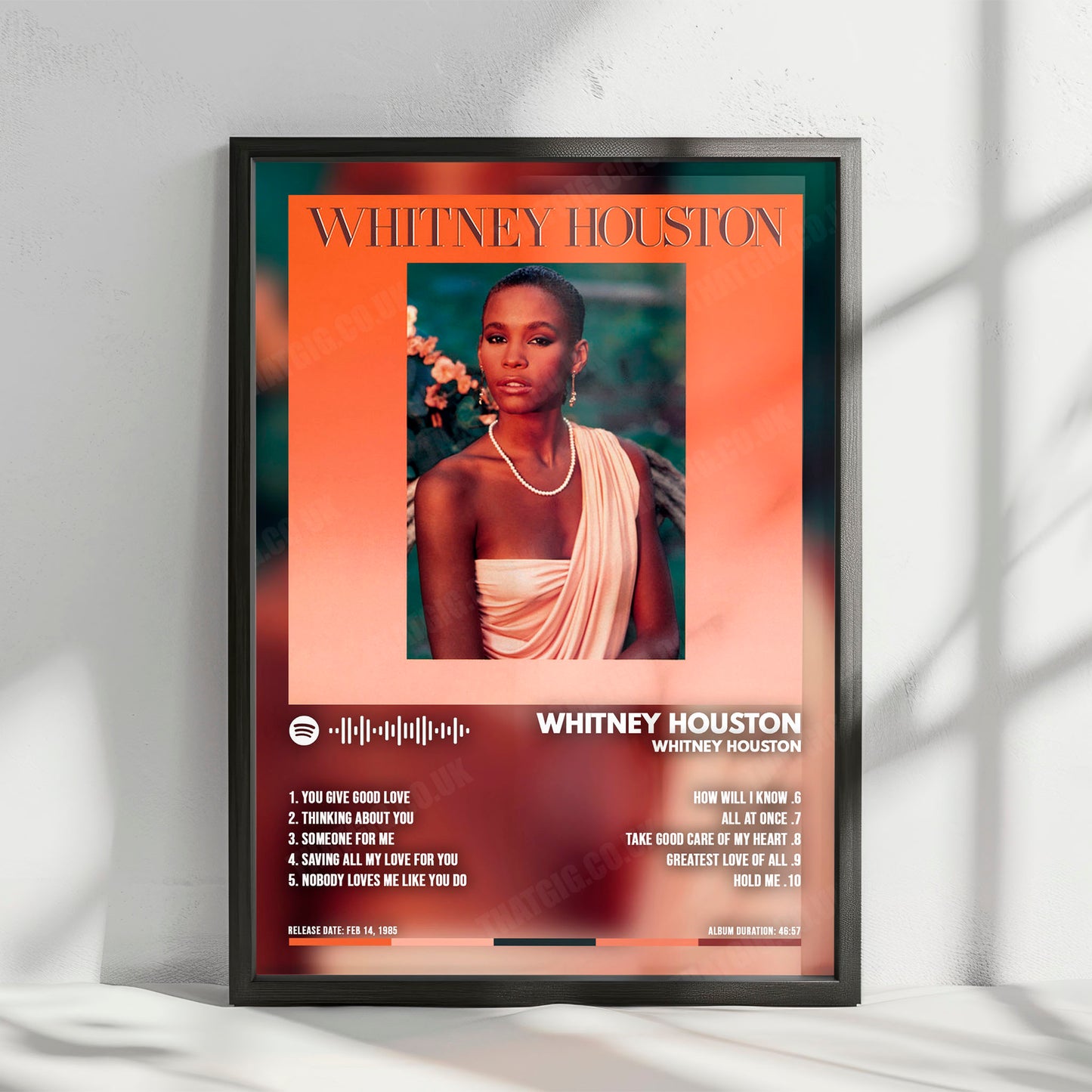 Whitney Houston "Whitney Houston " Album Cover Poster - with Complete Tracklist
