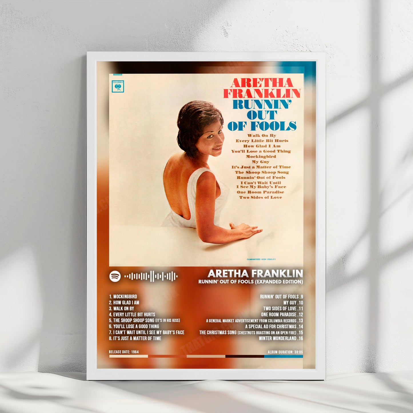 Aretha Franklin "Aretha Franklin" Album Cover Poster - with Complete Tracklist