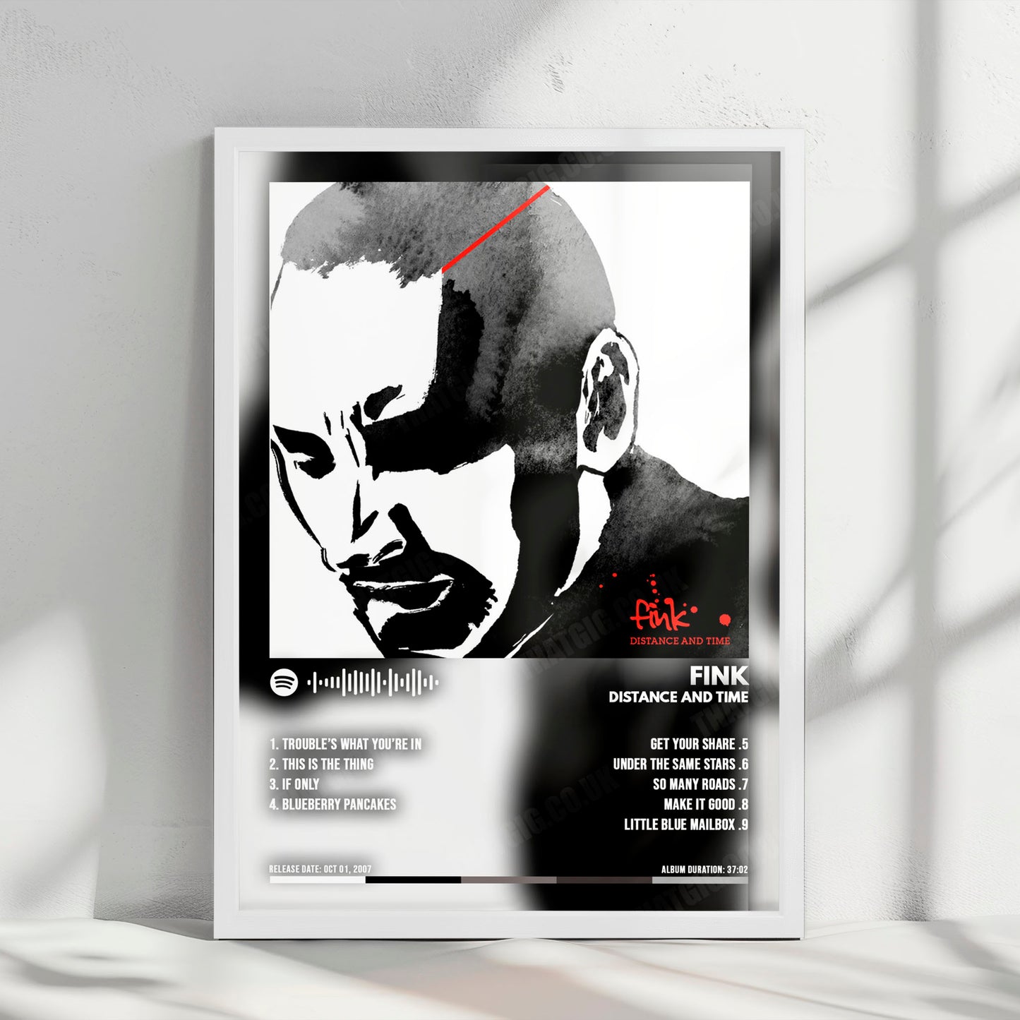 Fink "Distance and Time" Album Cover Poster - with Complete Tracklist