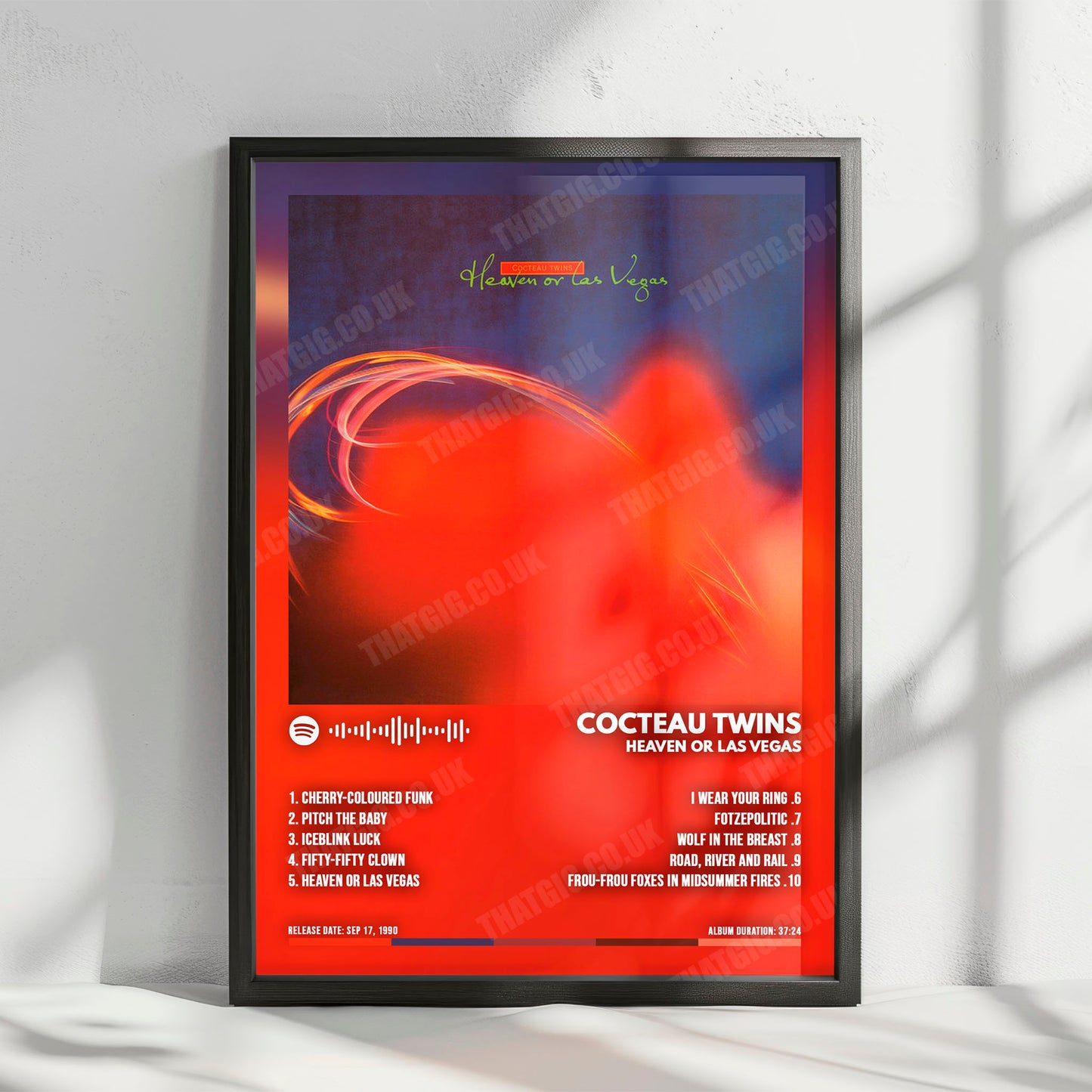 Cocteau Twins "Heaven or Las Vegas" Album Cover Poster - with Complete Tracklist