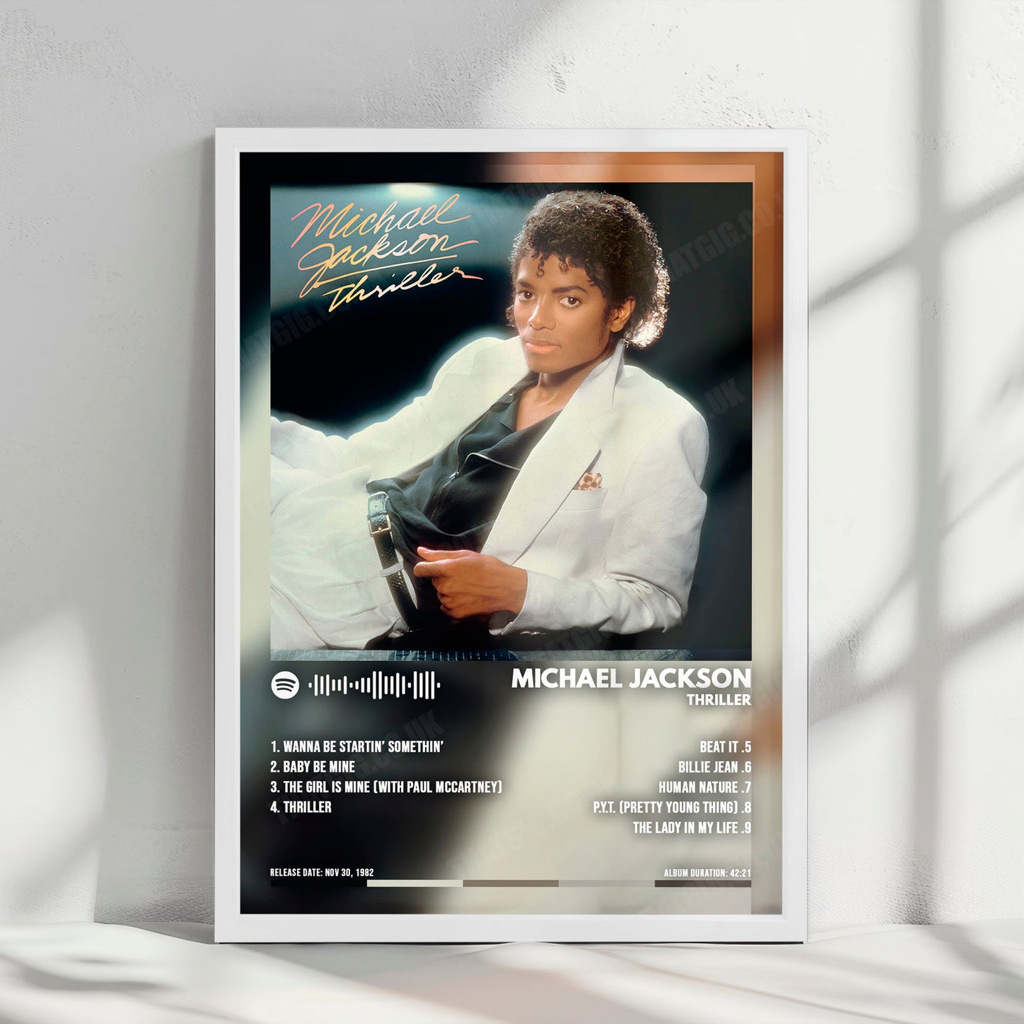 Michael Jackson "Thriller " Album Cover Poster - with Complete Tracklist