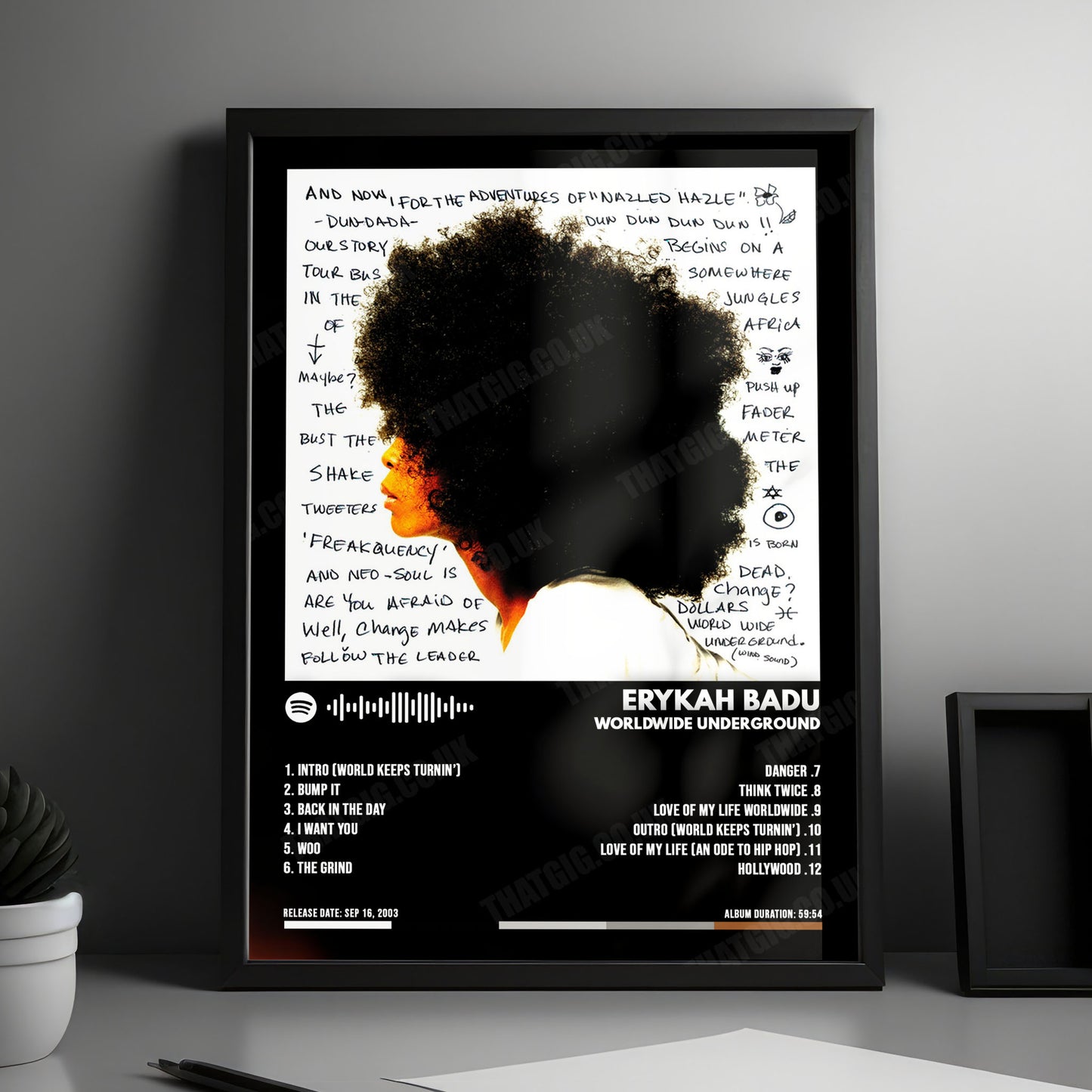 Erykah Badu "Worldwide Underground" Album Cover Poster - with Complete Tracklist