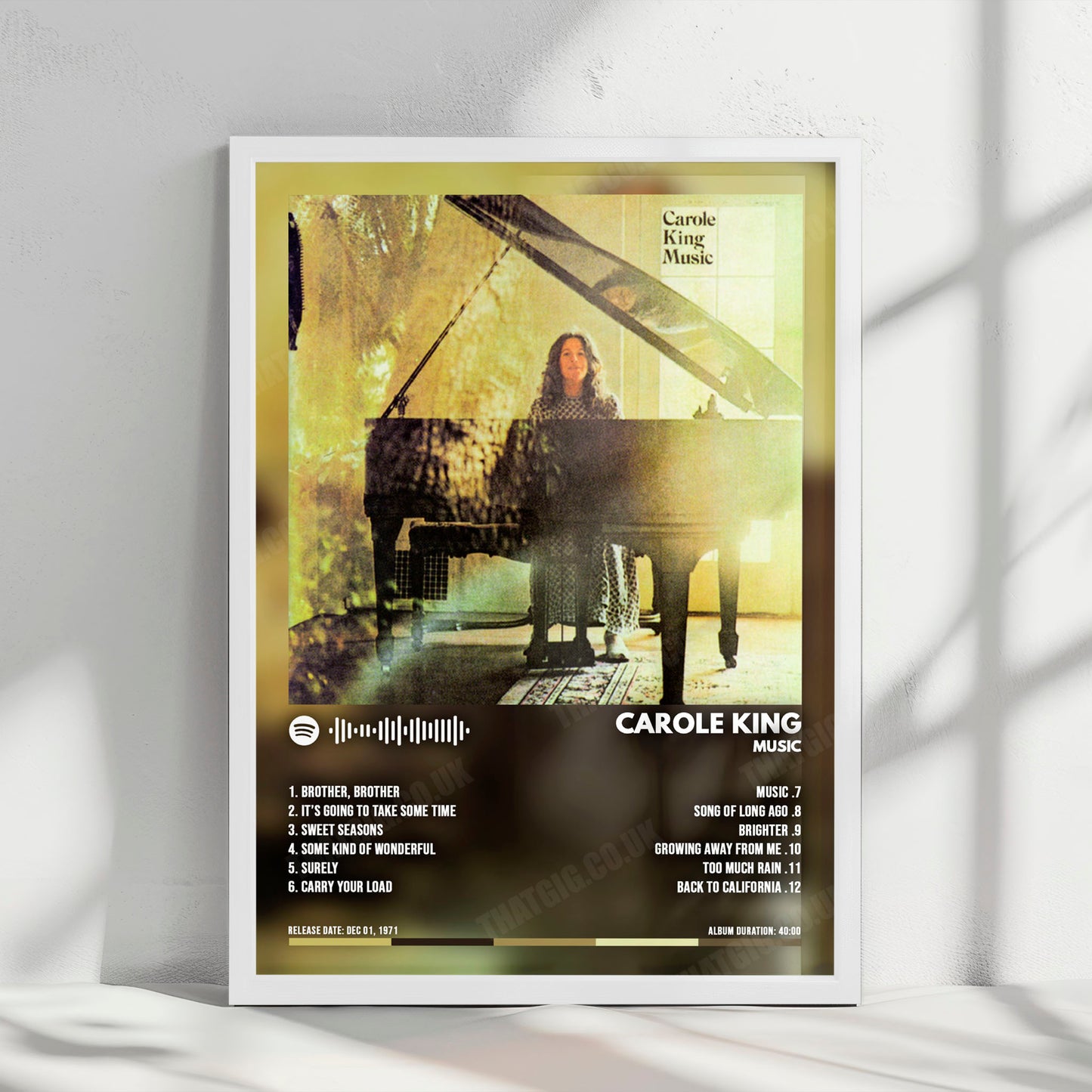 Carole King "Music" Album Cover Poster - with Complete Tracklist