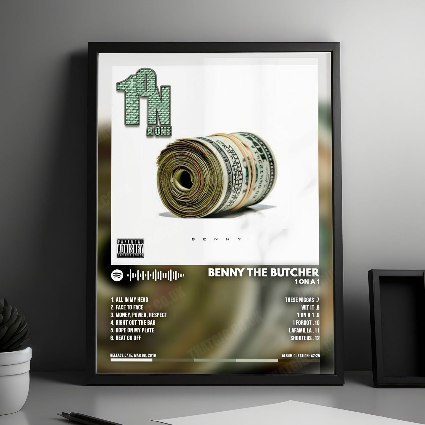 Benny The Butcher "Butcher 1 on a 1" Album Cover Poster - with Complete Tracklist