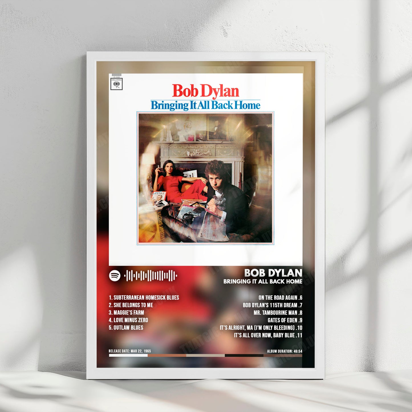 Bob Dylan "Bringing It All Back Home" Album Cover Poster - with Complete Tracklist