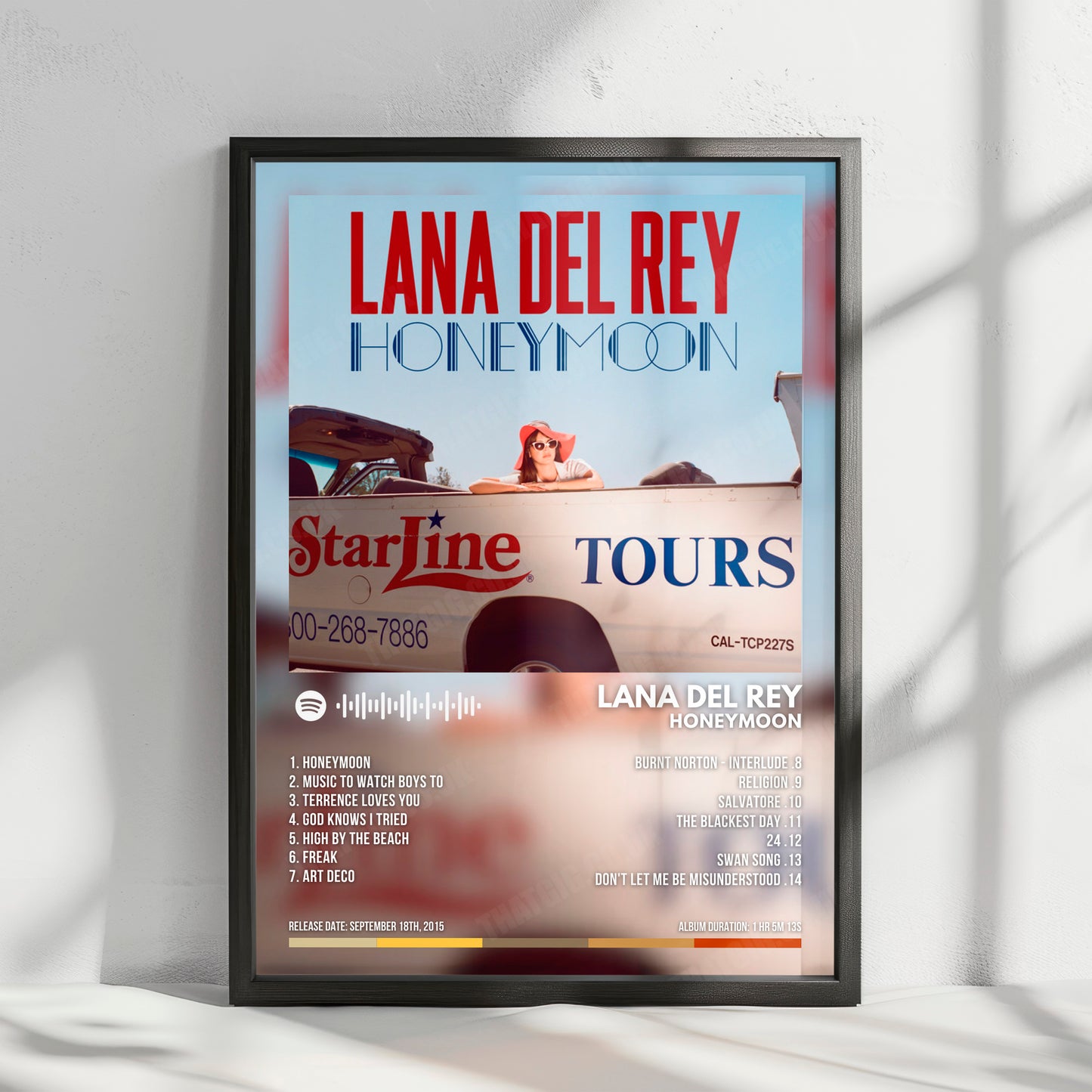 Lana Del Rey "Honeymoon" Album Cover Poster - with Complete Tracklist