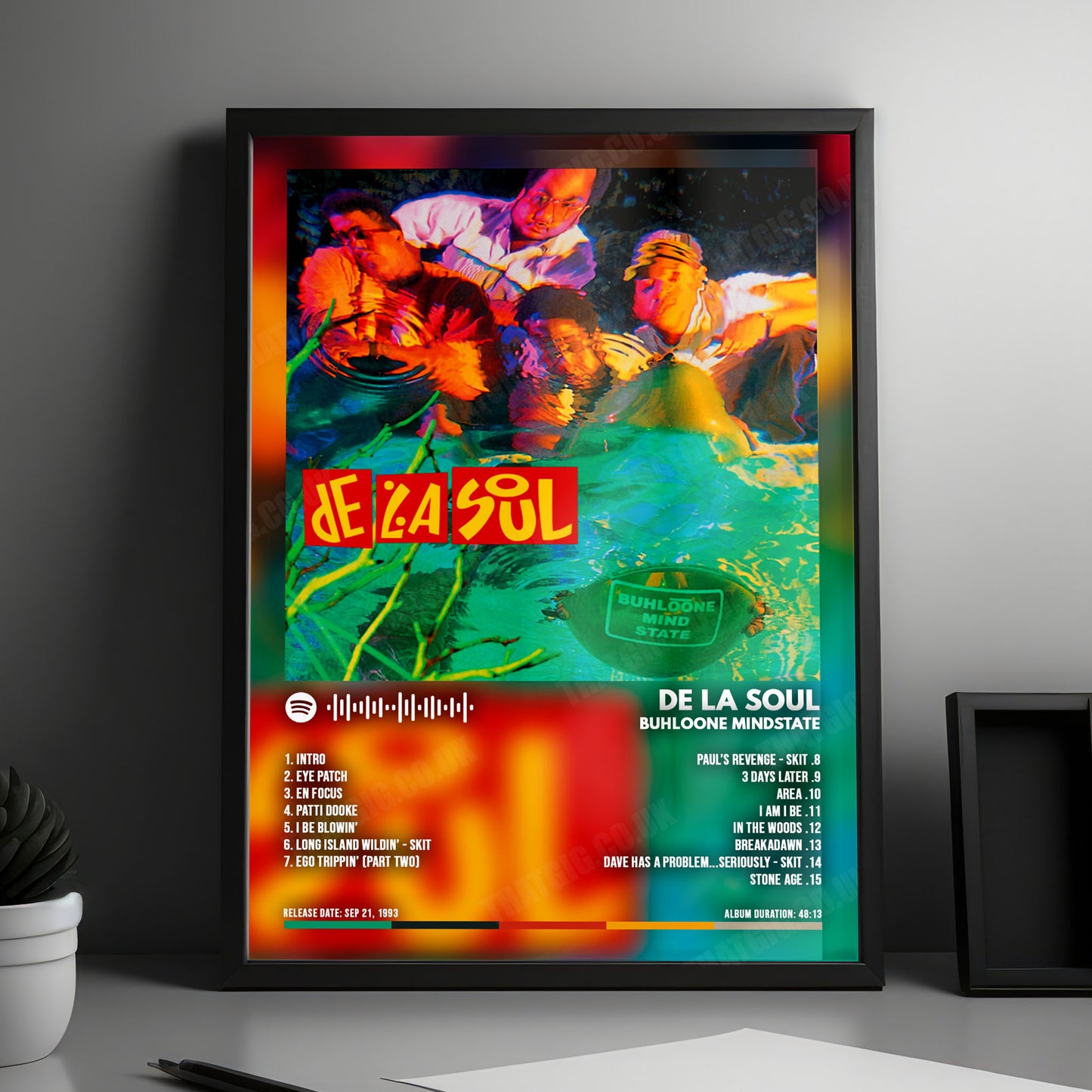 De La Soul "Buhloone Mindstate" Album Cover Poster - with Complete Tracklist