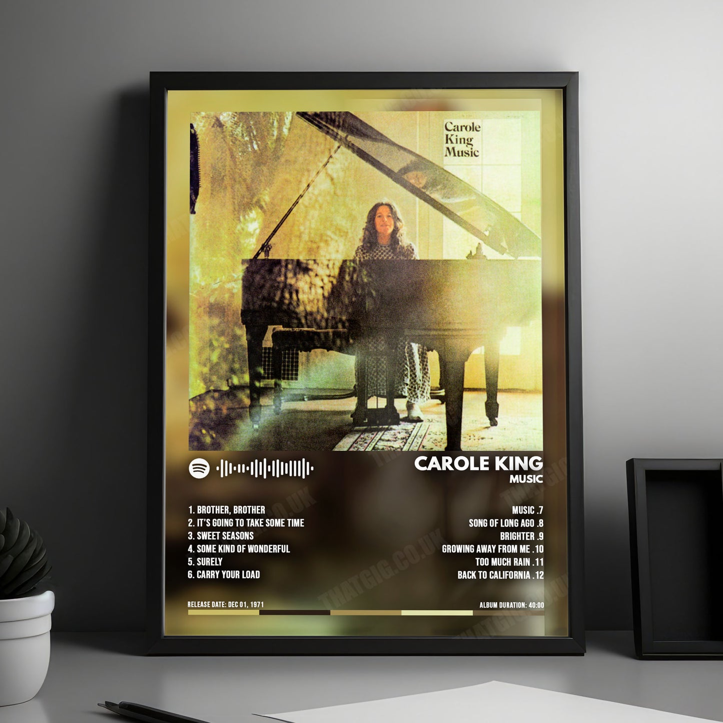 Carole King "Music" Album Cover Poster - with Complete Tracklist