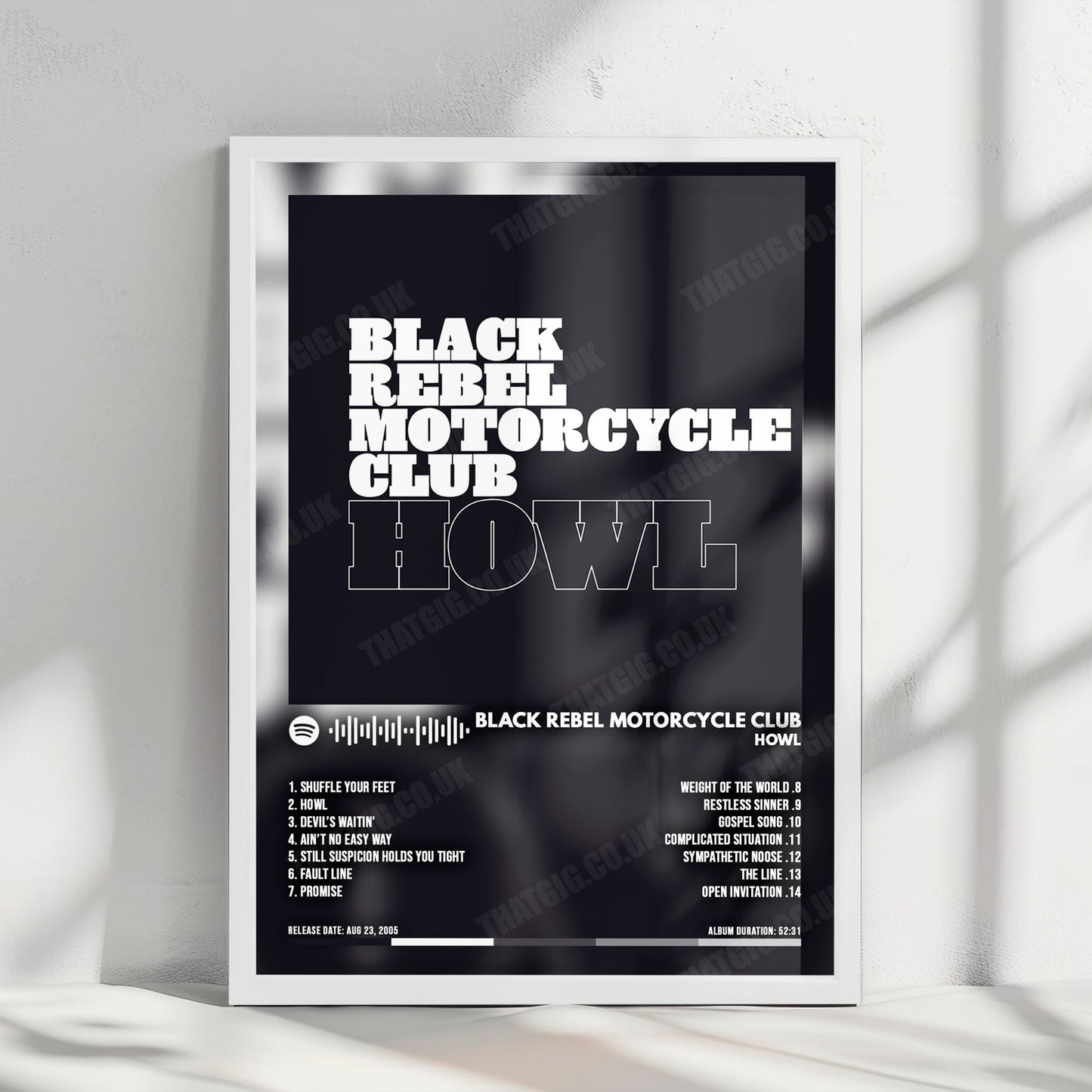 Black Rebel Motorcycle Club "Howl" Album Cover Poster - with Complete Tracklist