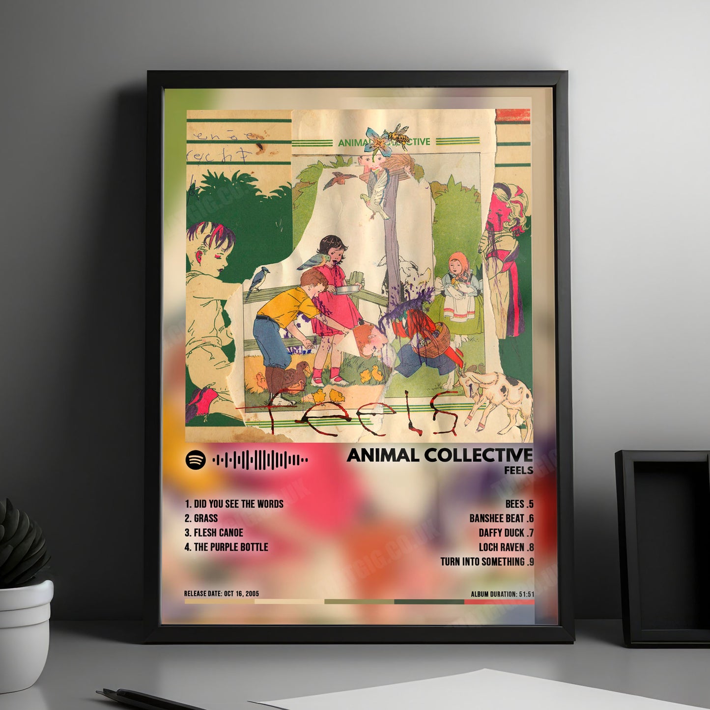 Animal Collective "Feels" Album Cover Poster - with Complete Tracklist