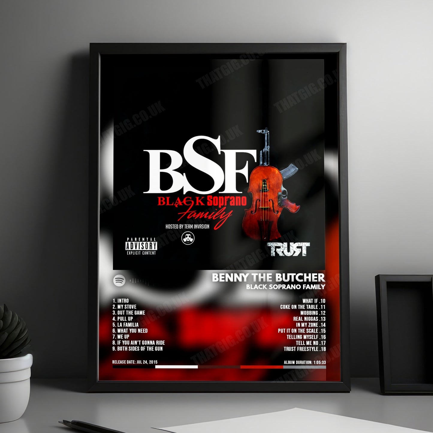 Benny The Butcher "Black Soprano Family" Album Cover Poster - with Complete Tracklist