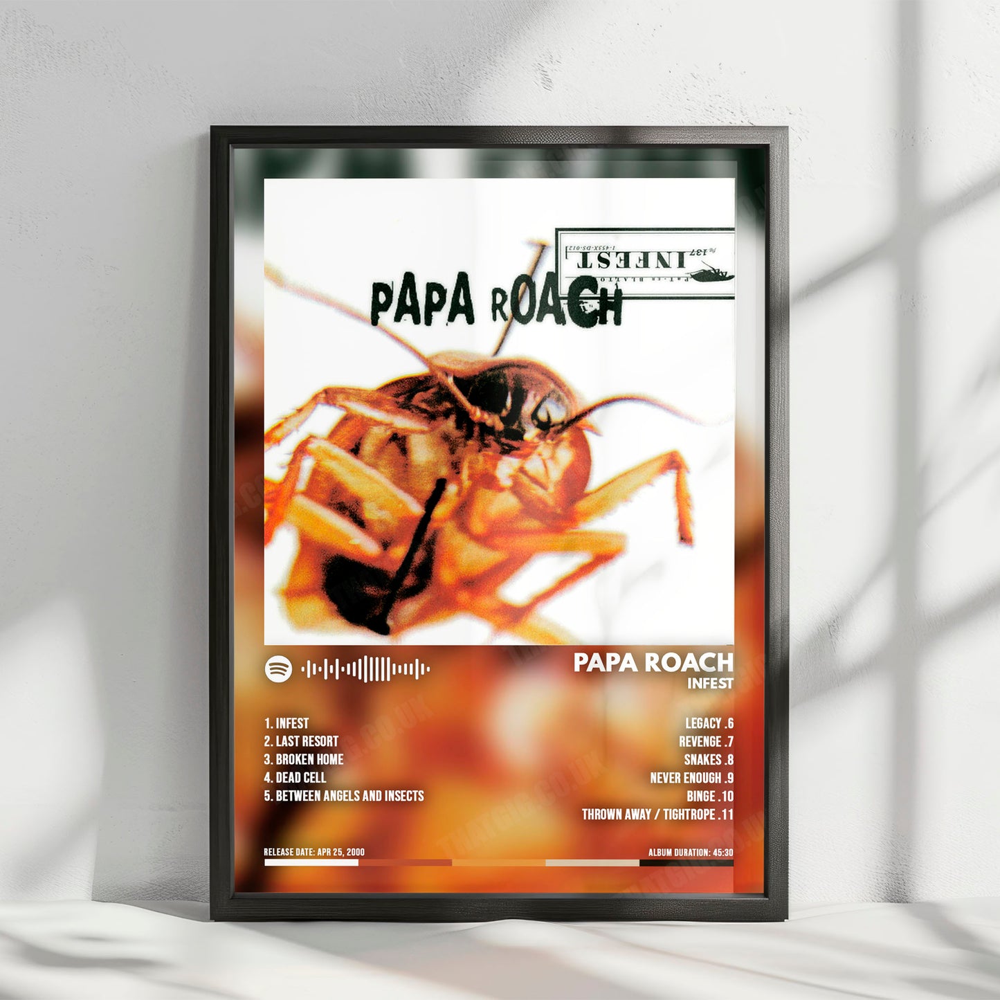 Papa Roach "Infest " Album Cover Poster - with Complete Tracklist