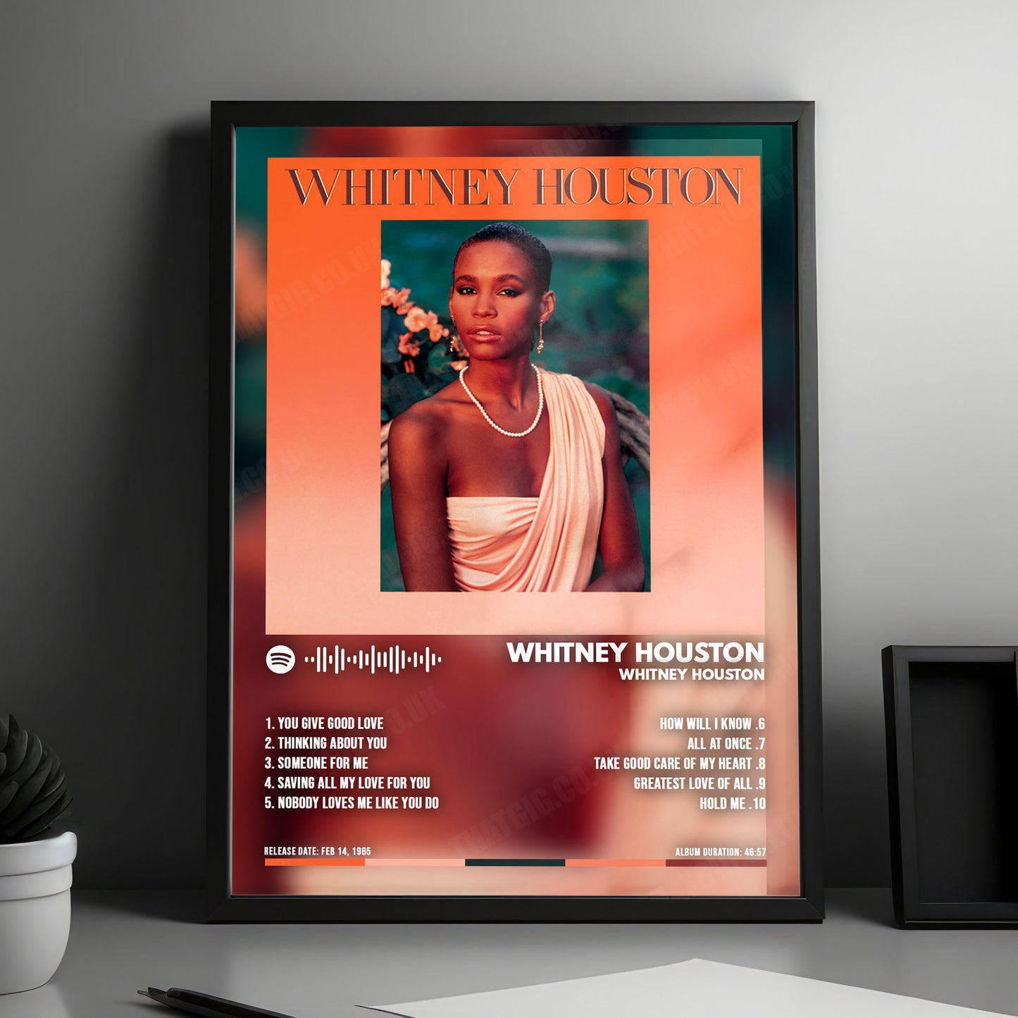 Whitney Houston "Whitney Houston " Album Cover Poster - with Complete Tracklist