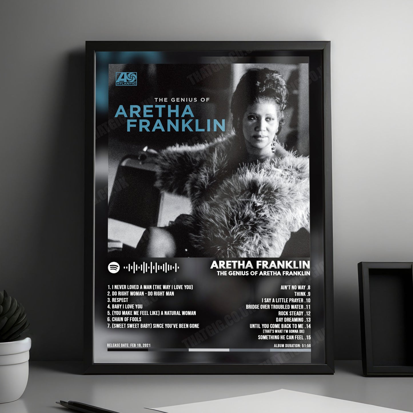 Aretha Franklin "The Genius of Aretha Franklin" Album Cover Poster - with Complete Tracklist