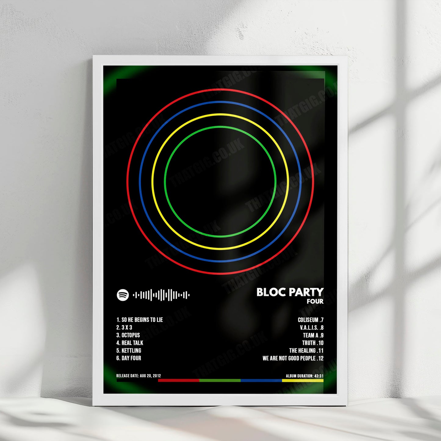 Bloc Party "Four" Album Cover Poster - with Complete Tracklist