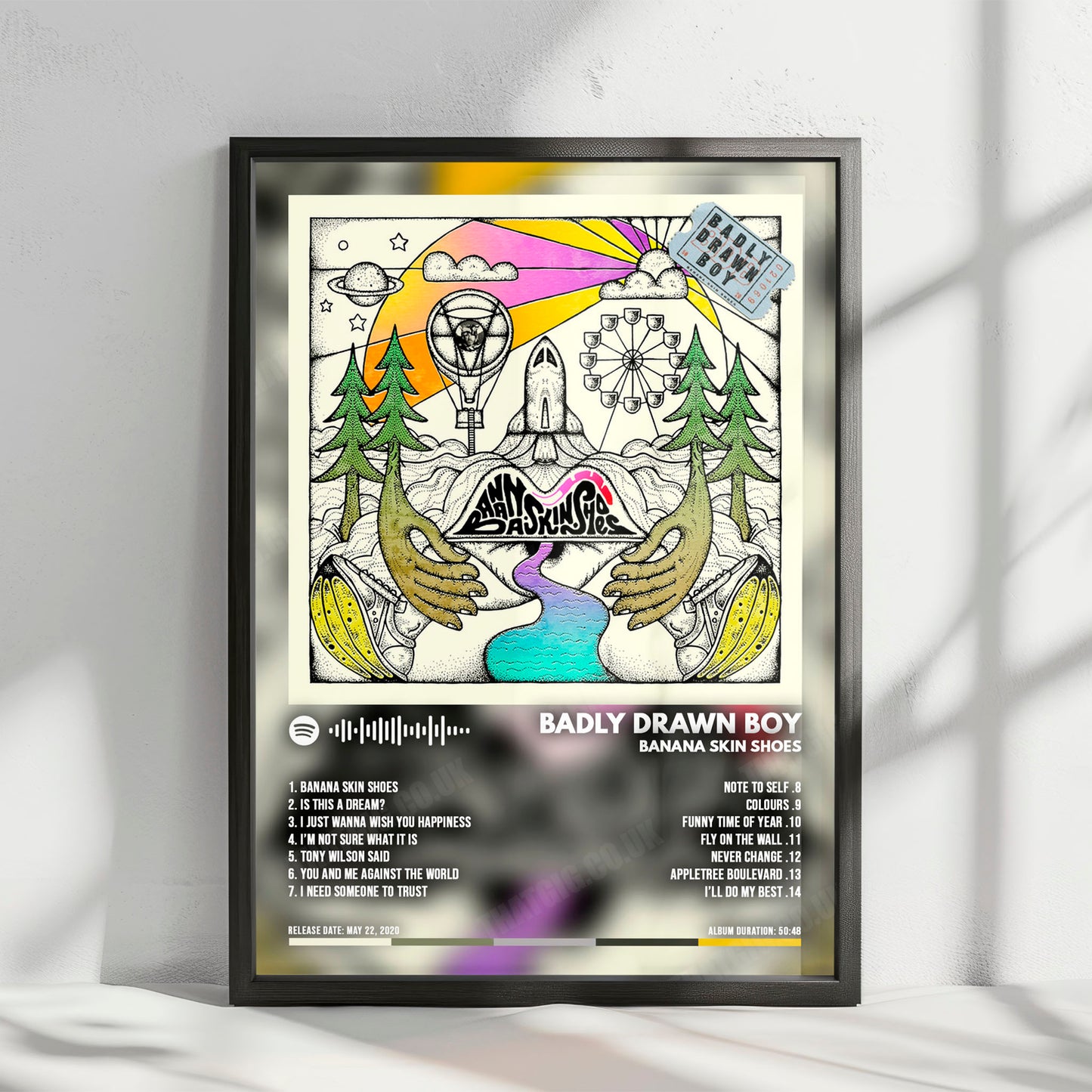 Badly Drawn Boy "Boy Banana Skin Shoes" Album Cover Poster - with Complete Tracklist