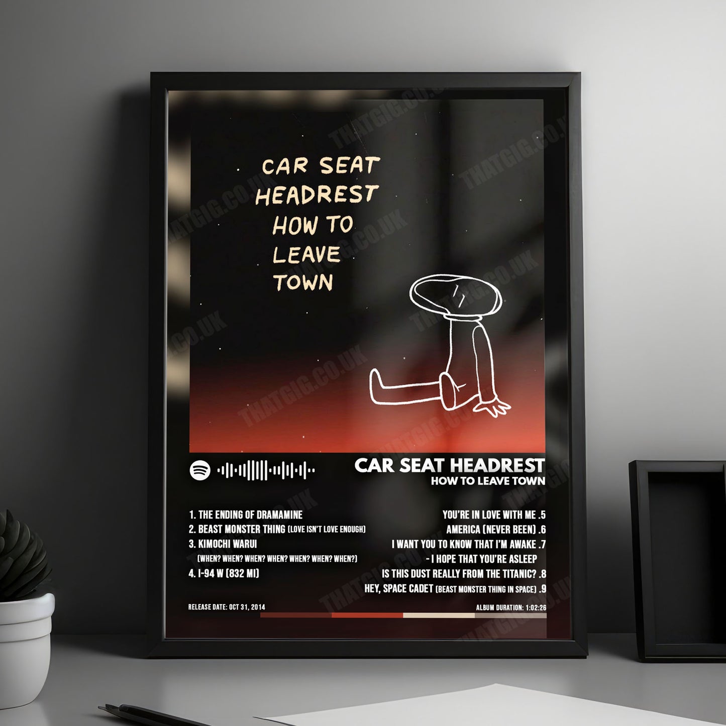 Car Seat Headrest "Headrest How to Leave Town" Album Cover Poster - with Complete Tracklist