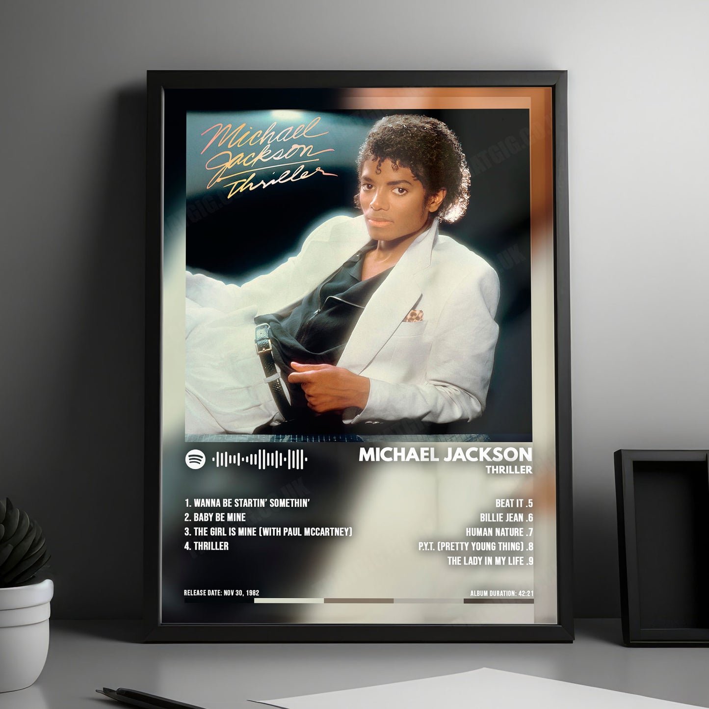 Michael Jackson "Thriller " Album Cover Poster - with Complete Tracklist