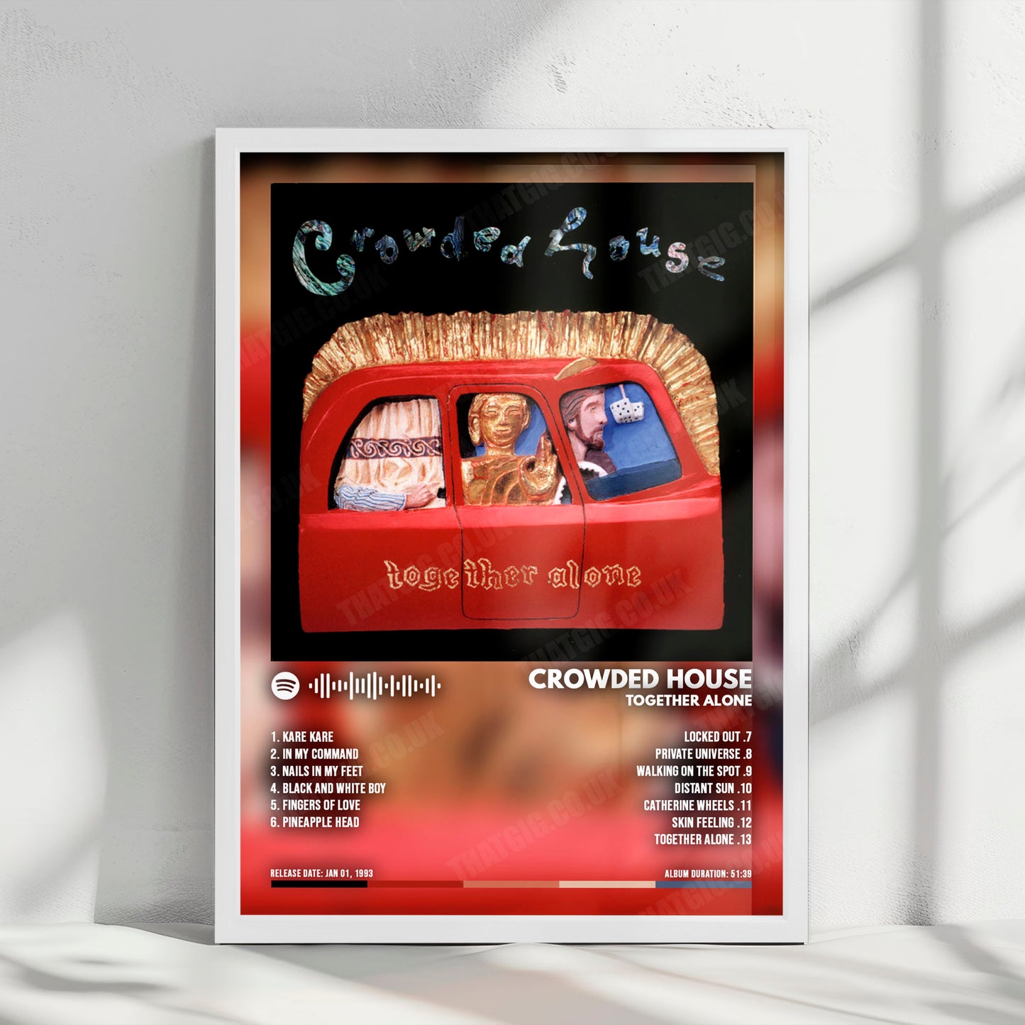 Crowded House "Together Alone" Album Cover Poster - with Complete Tracklist