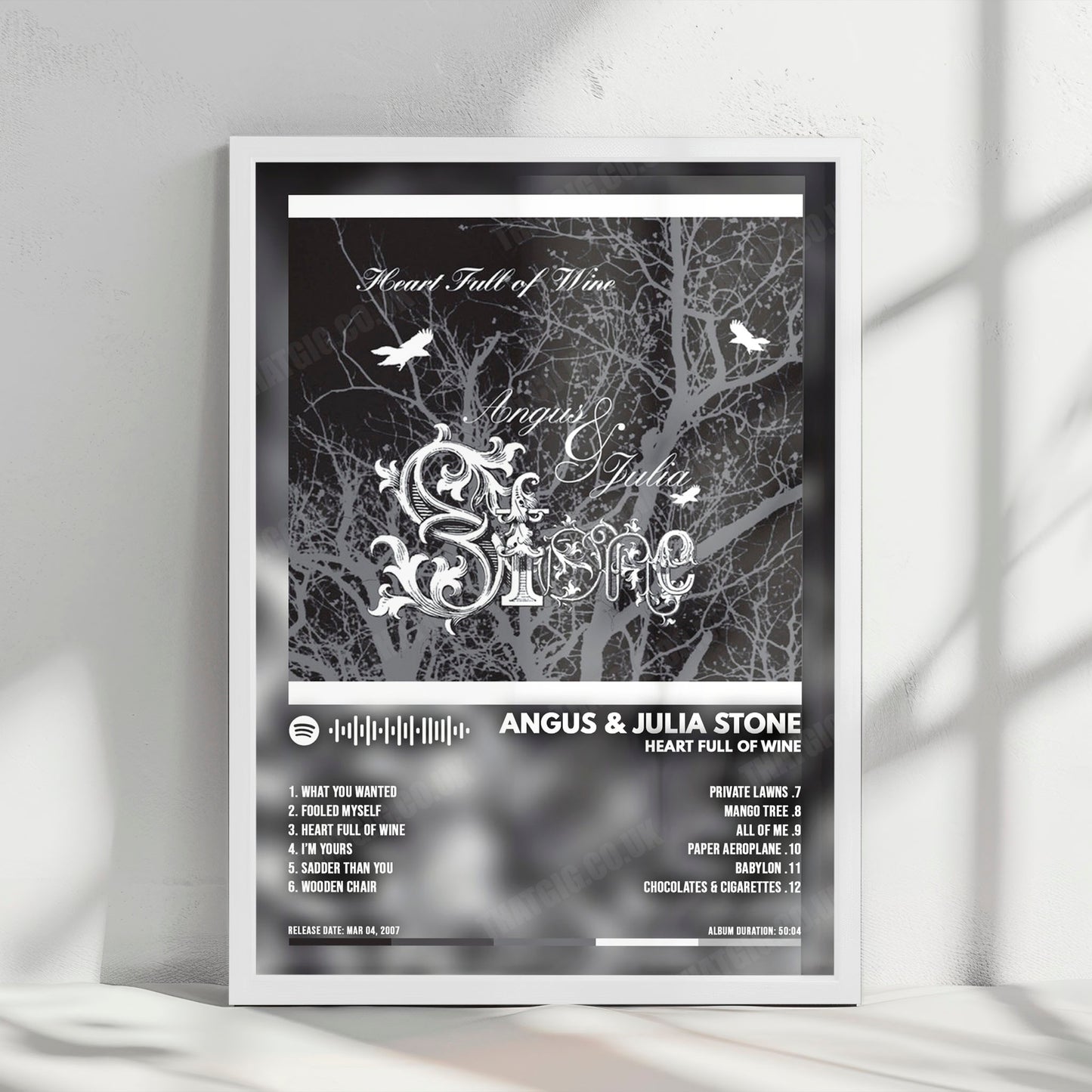 Angus & Julia Stone "Heart Full of Wine" Album Cover Poster - with Complete Tracklist