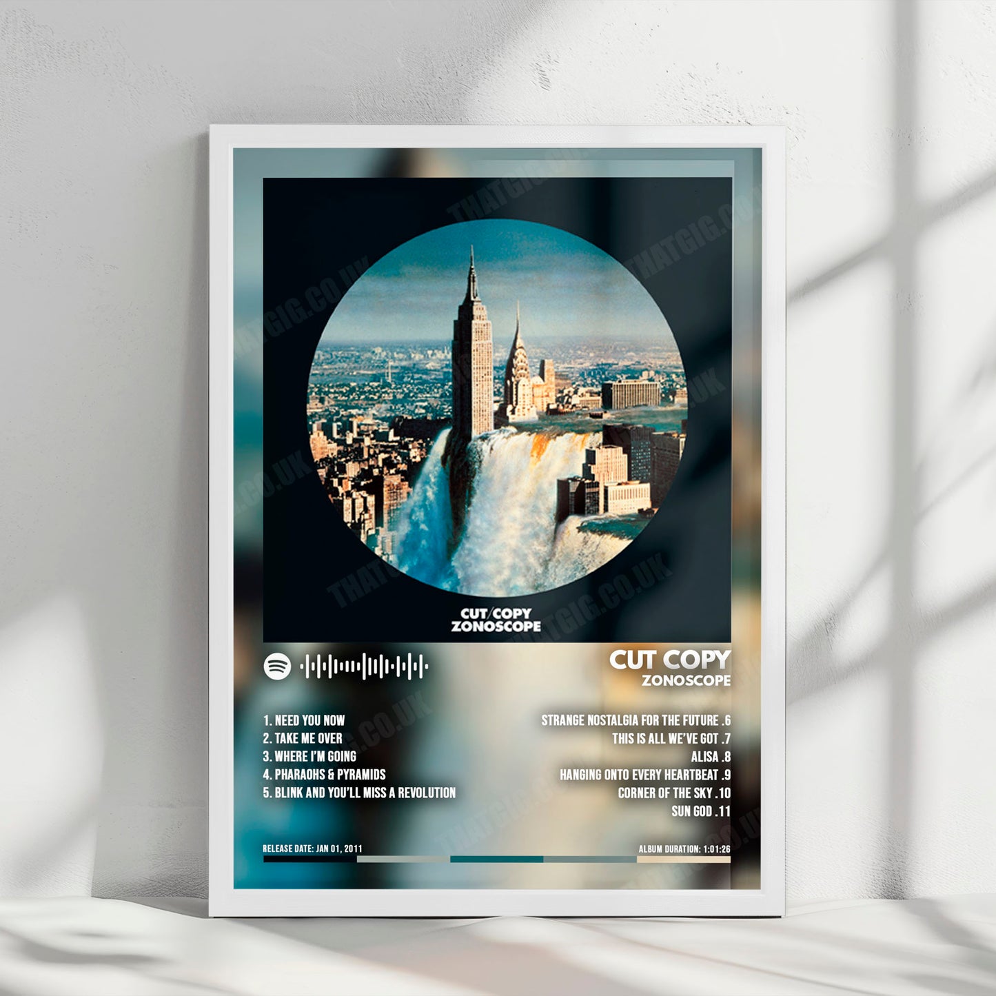 Cut Copy "Zonoscope" Album Cover Poster - with Complete Tracklist