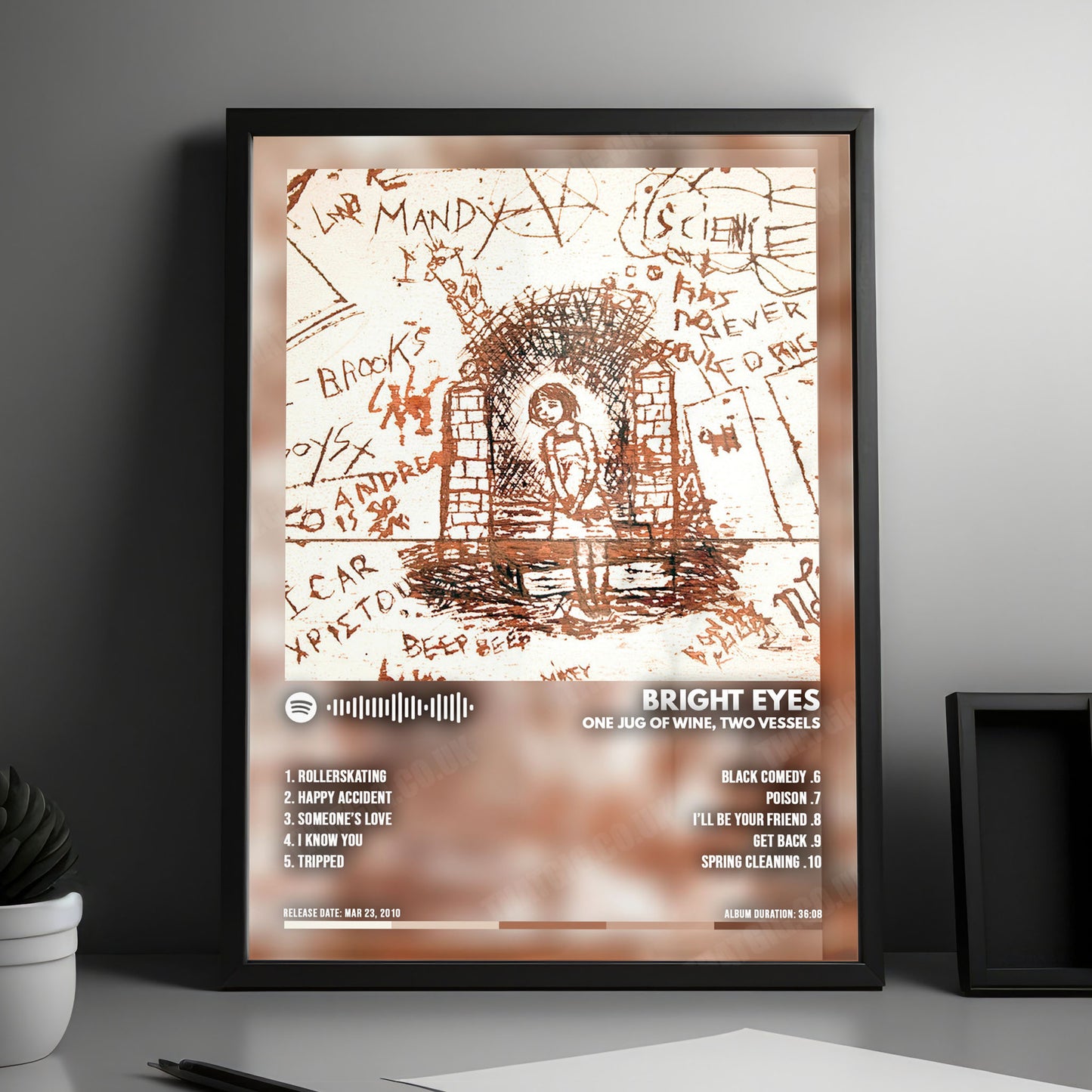 Bright Eyes "One Jug Of Wine, Two Vessels" Album Cover Poster - with Complete Tracklist