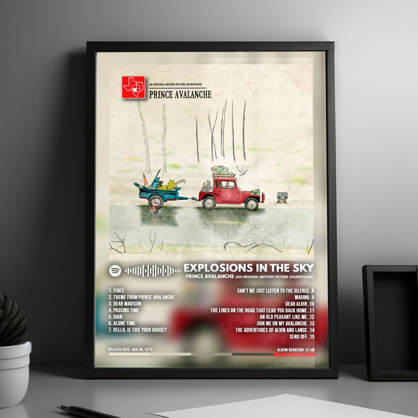 Explosions in the Sky "Prince Avalanche (An Original Motion Picture Soundtrack)" Album Cover Poster - with Complete Tracklist