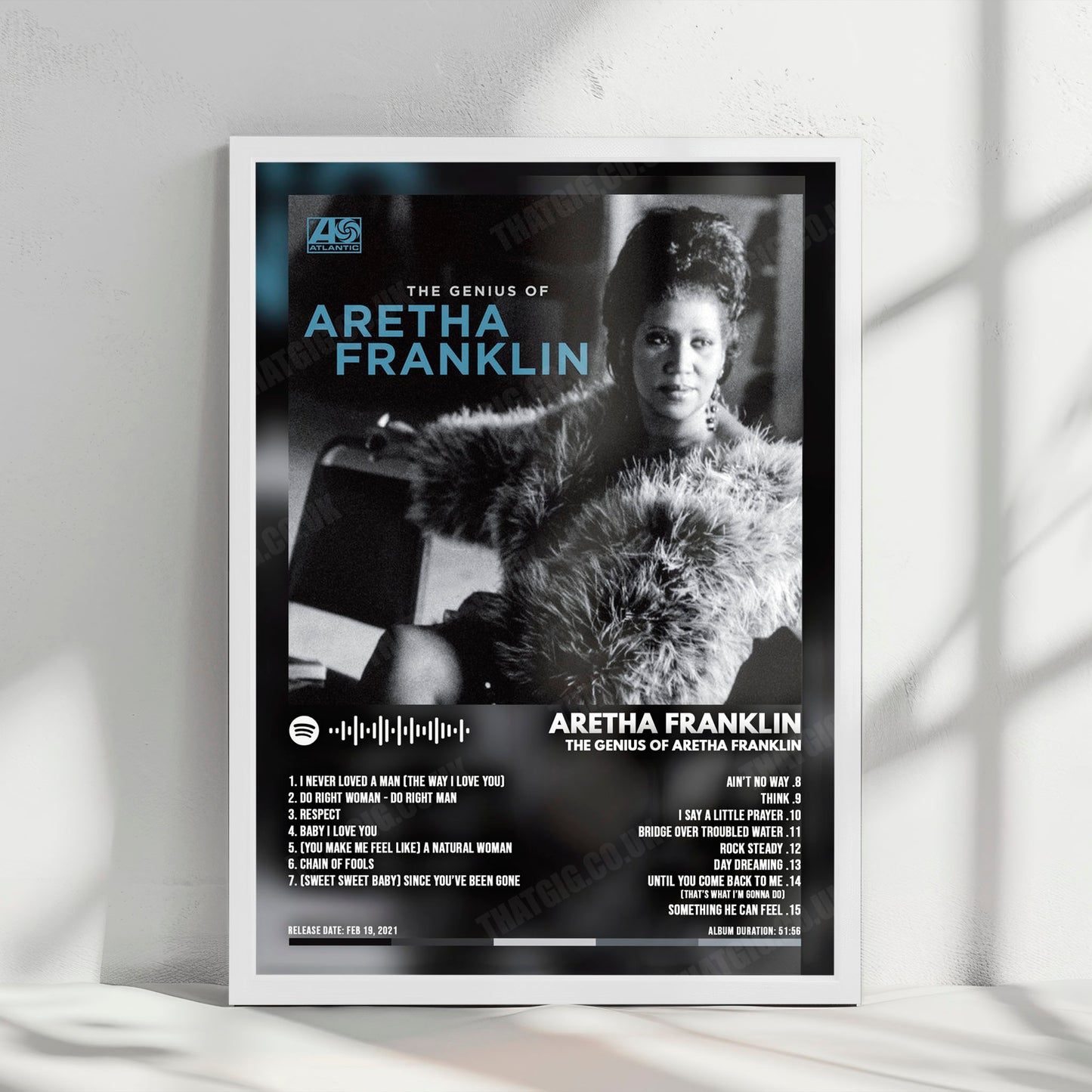 Aretha Franklin "The Genius of Aretha Franklin" Album Cover Poster - with Complete Tracklist