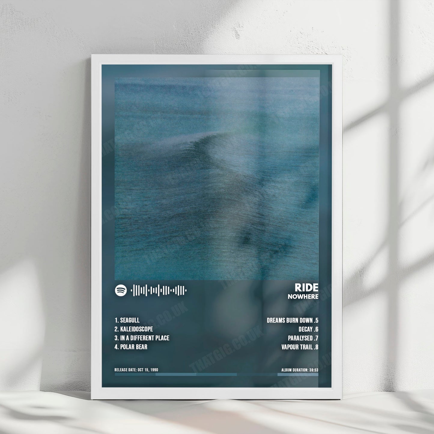 Ride "Nowhere" Album Cover Poster - with Complete Tracklist