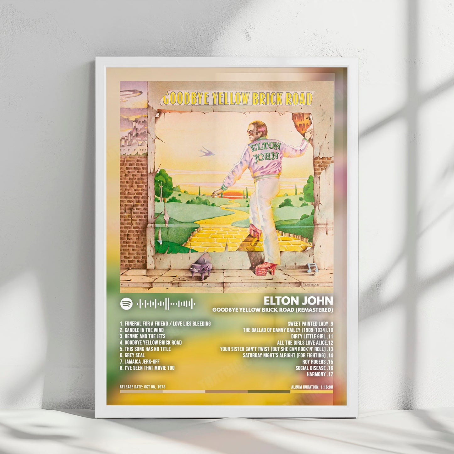 Elton John "Goodbye Yellow Brick Road " Album Cover Poster - with Complete Tracklist