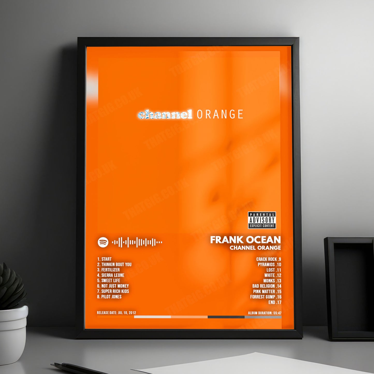Frank Ocean "channel ORANGE " Album Cover Poster - with Complete Tracklist