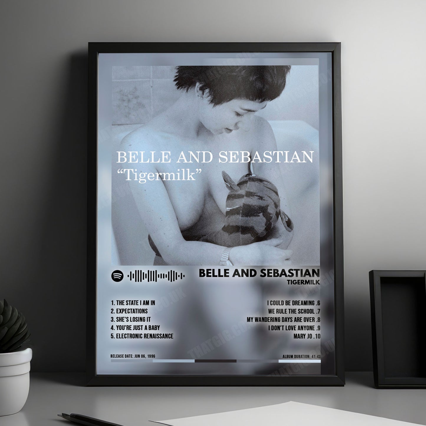 Belle and Sebastian "Tigermilk" Album Cover Poster - with Complete Tracklist