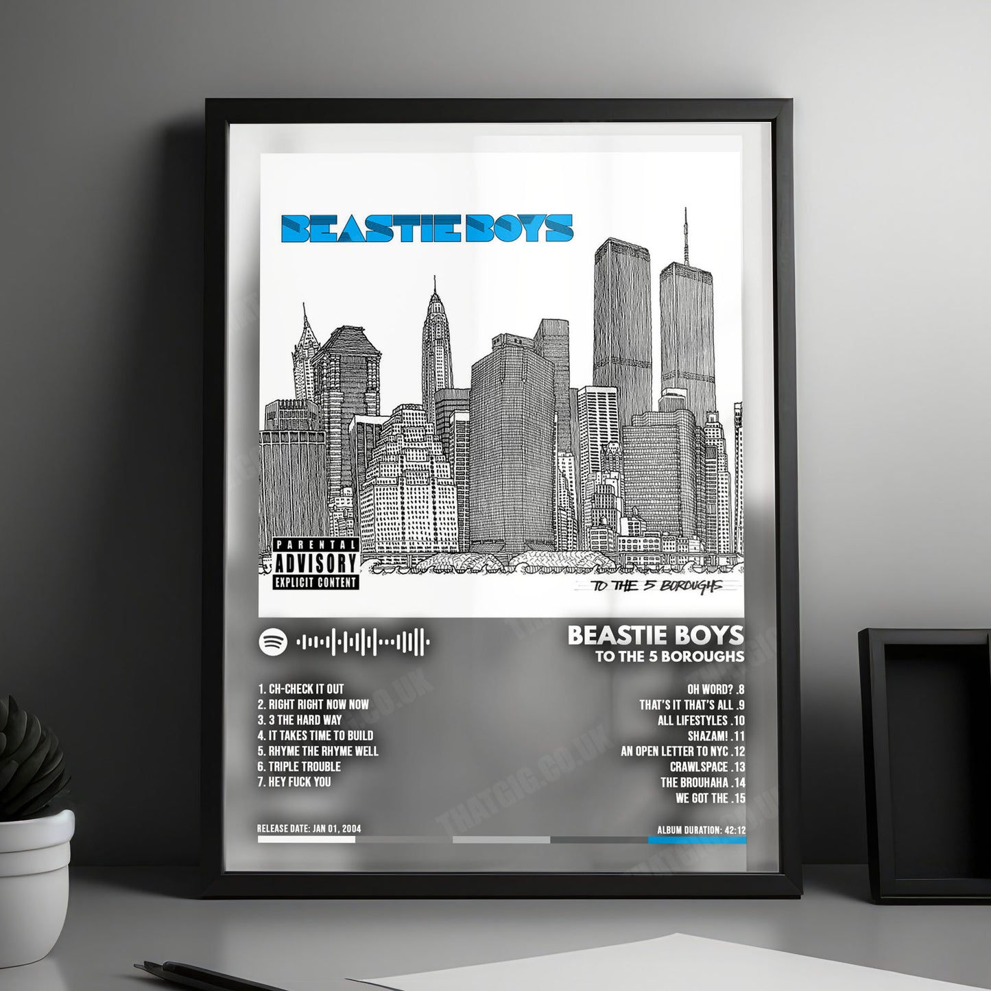 Beastie Boys "To The 5 Boroughs" Album Cover Poster - with Complete Tracklist