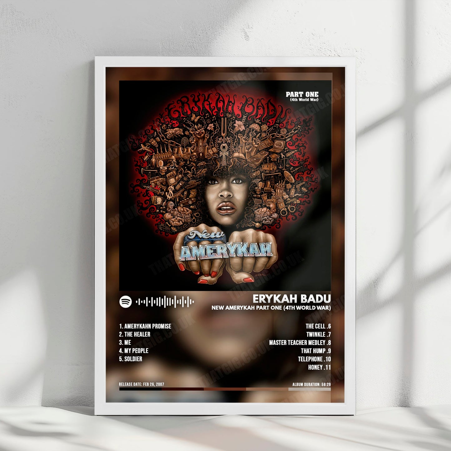 Erykah Badu "New Amerykah Part One (4th World War)" Album Cover Poster - with Complete Tracklist