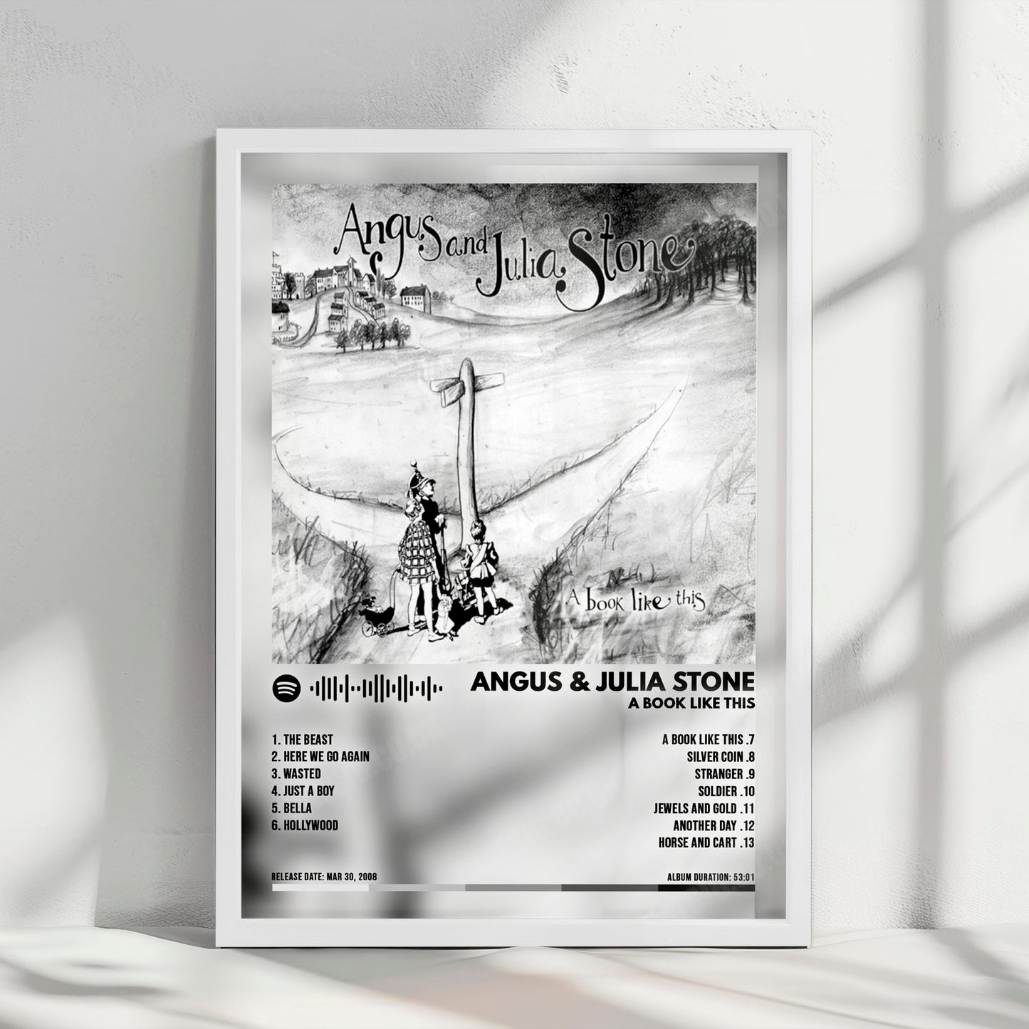 Angus & Julia Stone "A Book Like This" Album Cover Poster - with Complete Tracklist