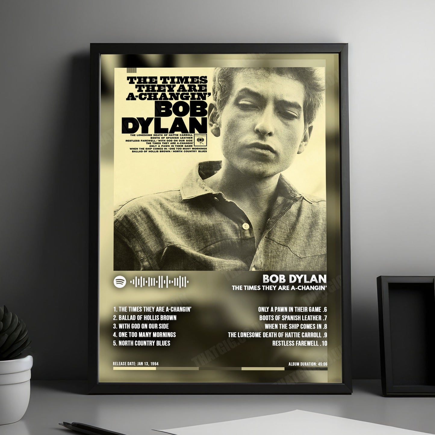 Bob Dylan "The Times They Are A-Changin'" Album Cover Poster - with Complete Tracklist