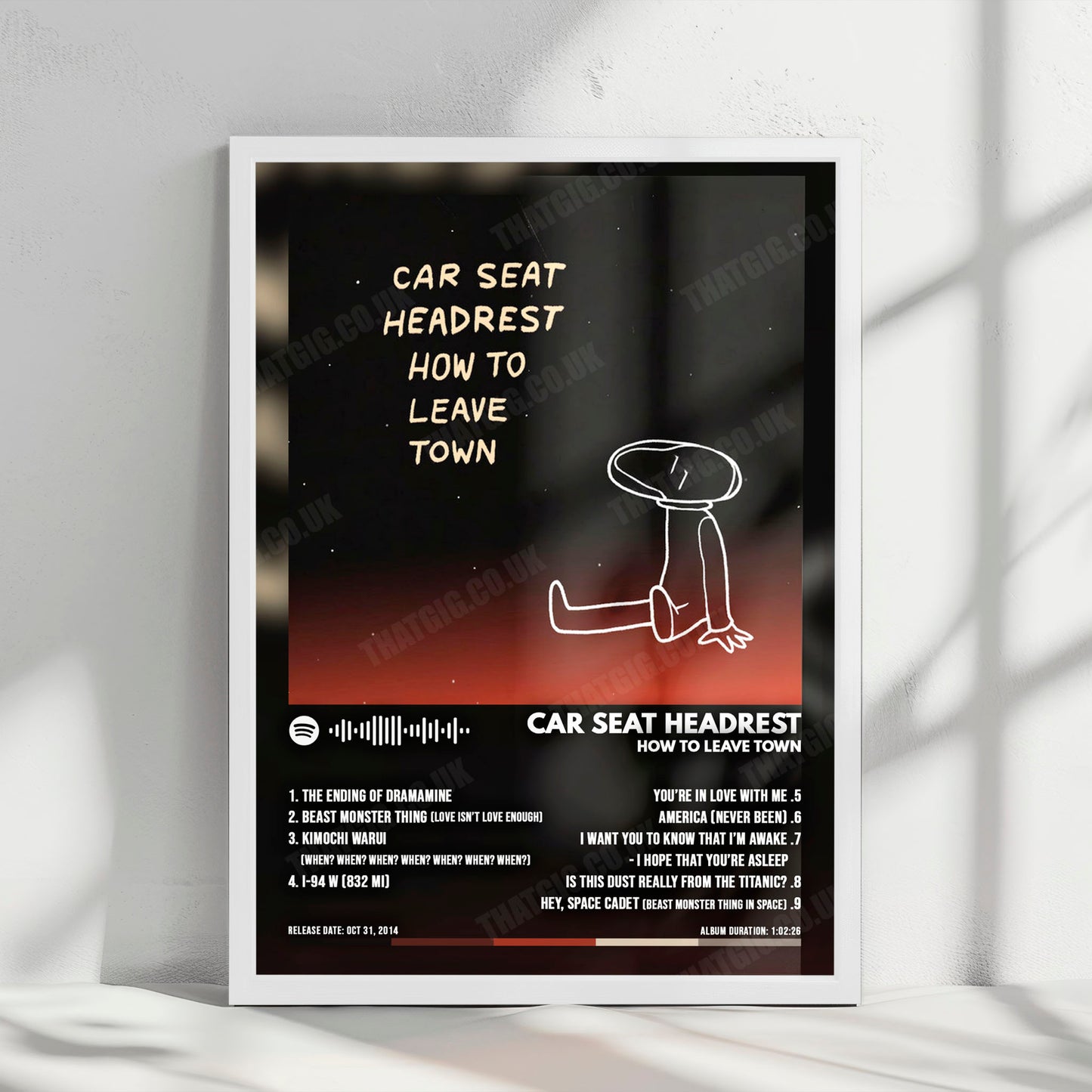 Car Seat Headrest "Headrest How to Leave Town" Album Cover Poster - with Complete Tracklist