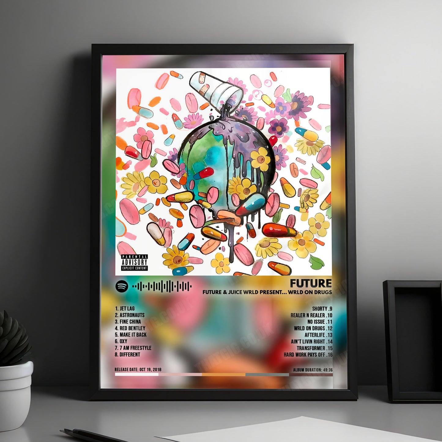 Juice WRLD "Future & Juice WRLD Present... WRLD ON DRUGS" Album Cover Poster - with Complete Tracklist