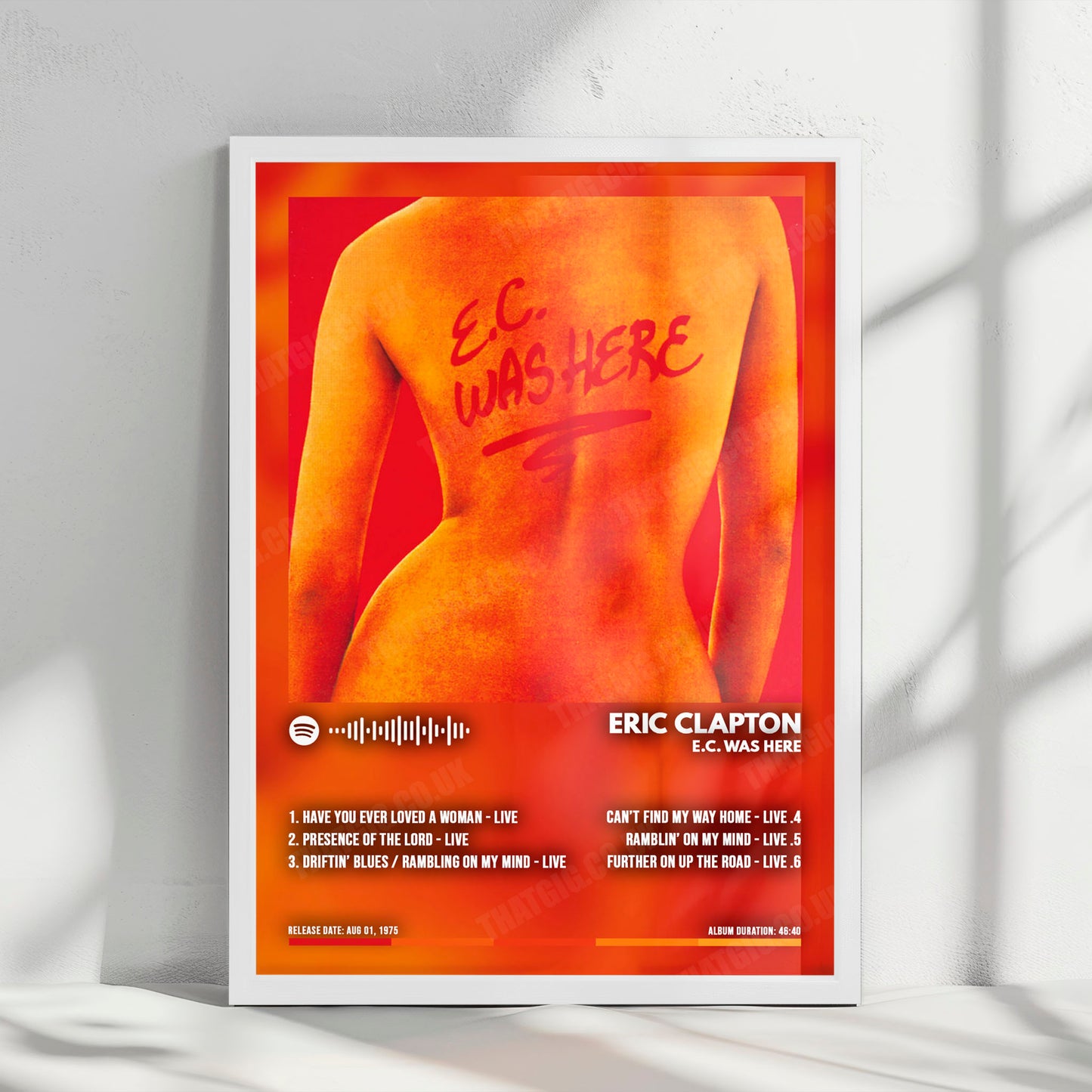 Eric Clapton "E.C. Was Here" Album Cover Poster - with Complete Tracklist