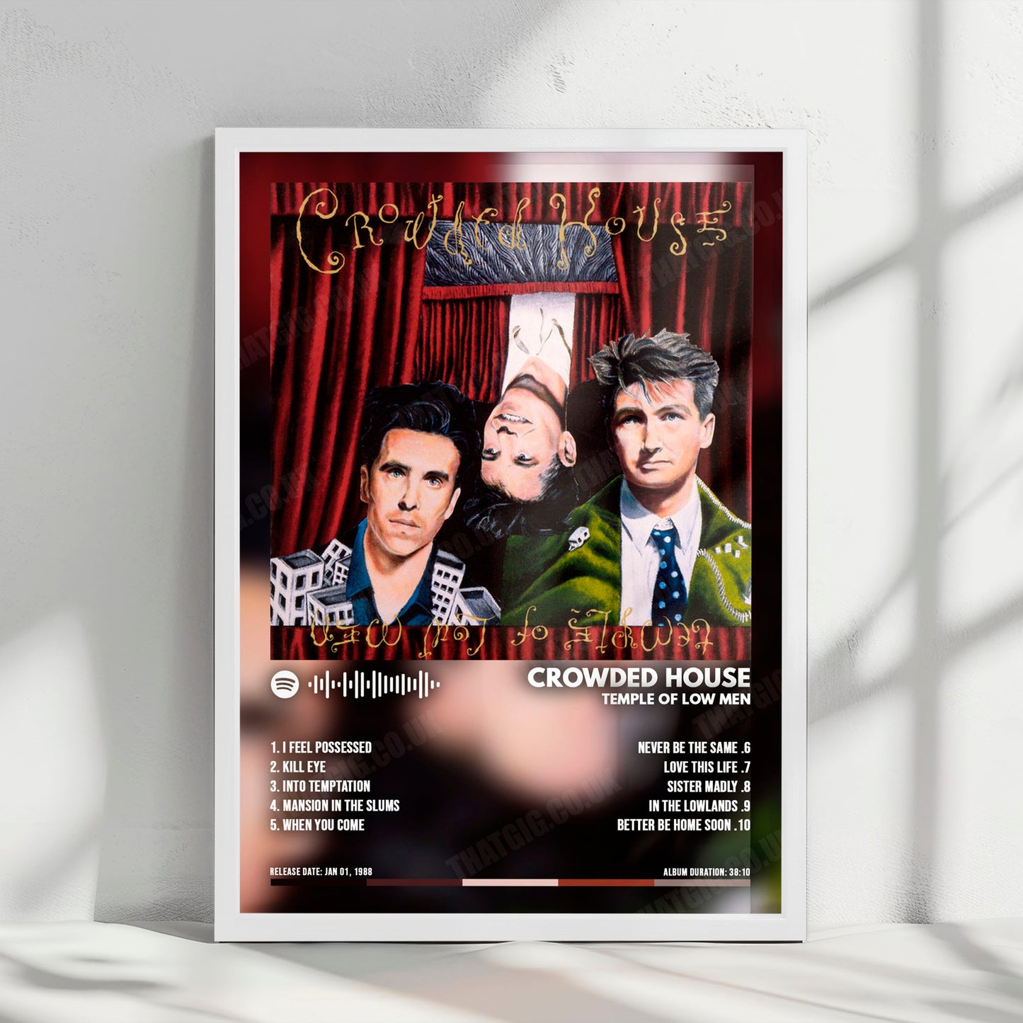 Crowded House "Temple Of Low Men" Album Cover Poster - with Complete Tracklist