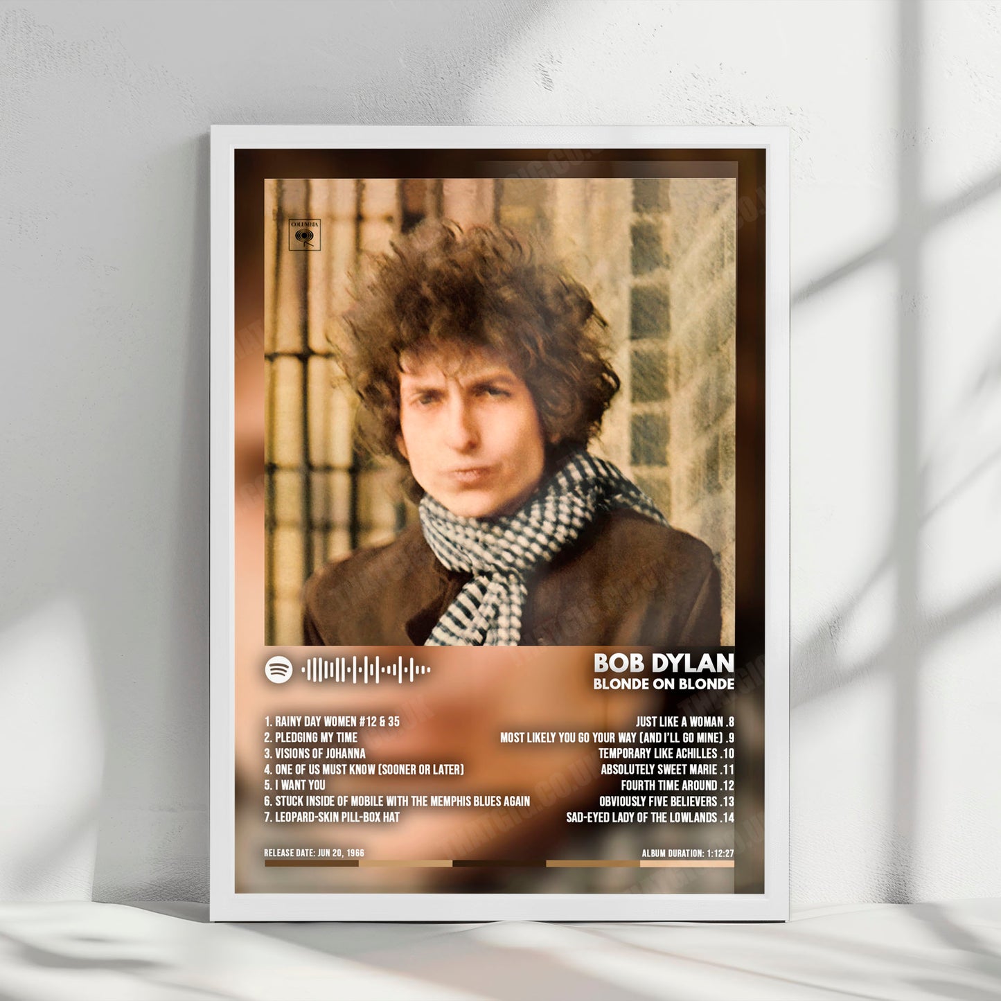 Bob Dylan "Blonde On Blonde" Album Cover Poster - with Complete Tracklist