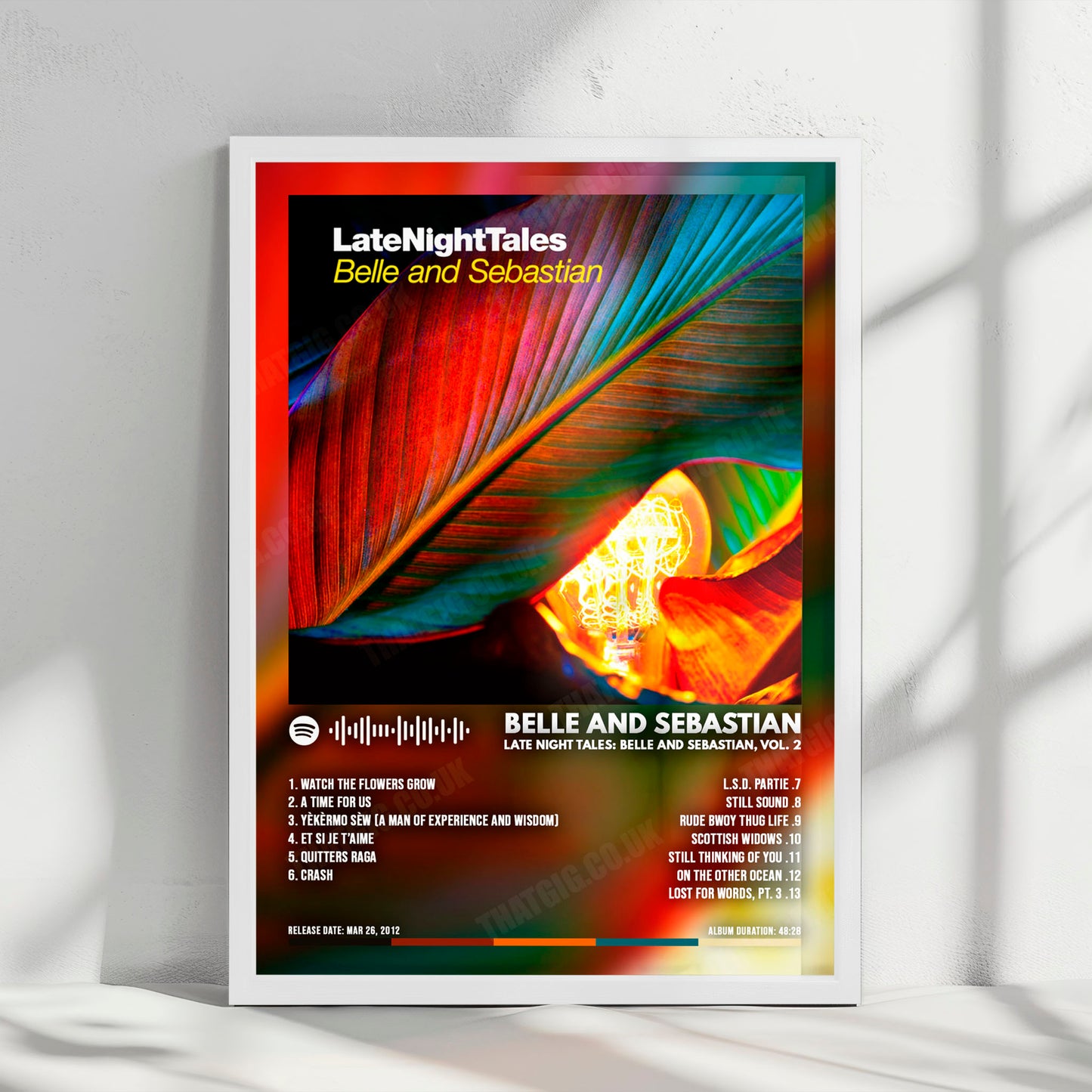 Belle and Sebastian "Late Night Tales Belle and Sebastian, Vol. 2" Album Cover Poster - with Complete Tracklist